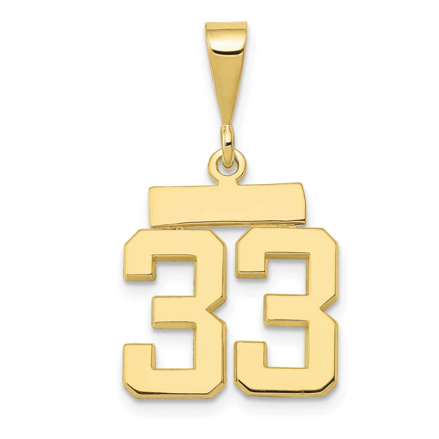 Polished Number 33 Charm 10k Gold Casted Small 10SP33