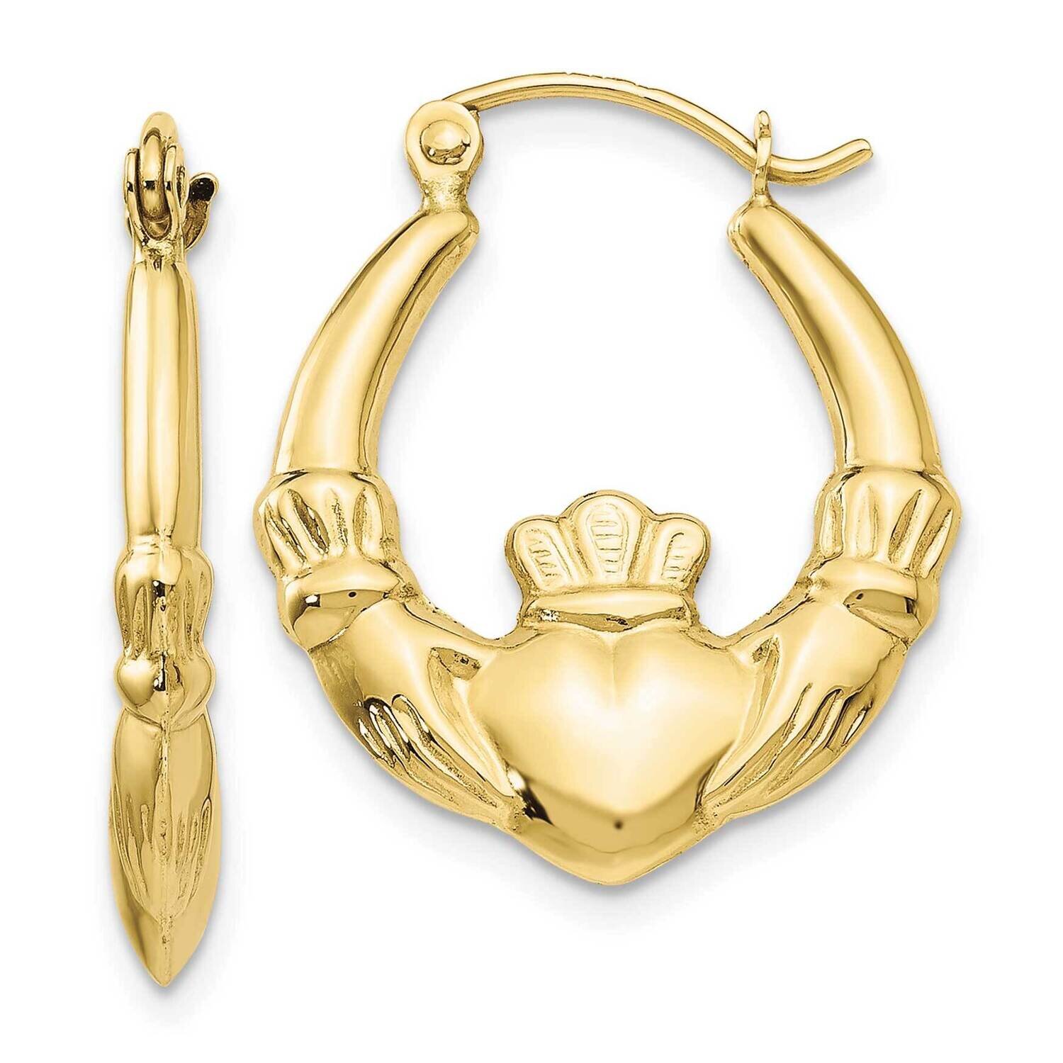 Claddagh Hoop Earrings 10k Gold Polished 10T902