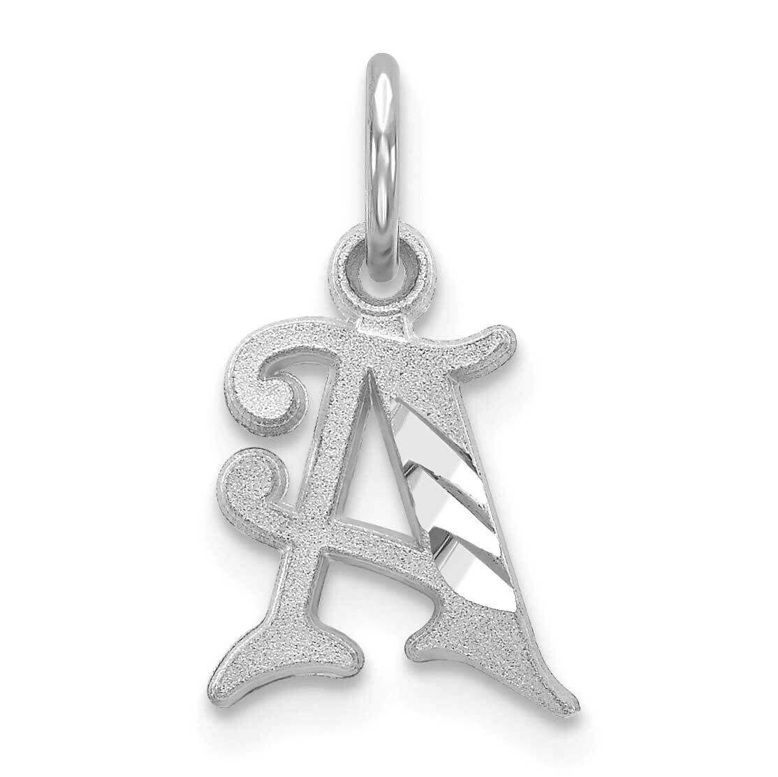 Diamond-Cut Initial A Charm 10k White Gold 10WCH139-A, MPN: 10WCH139-A,