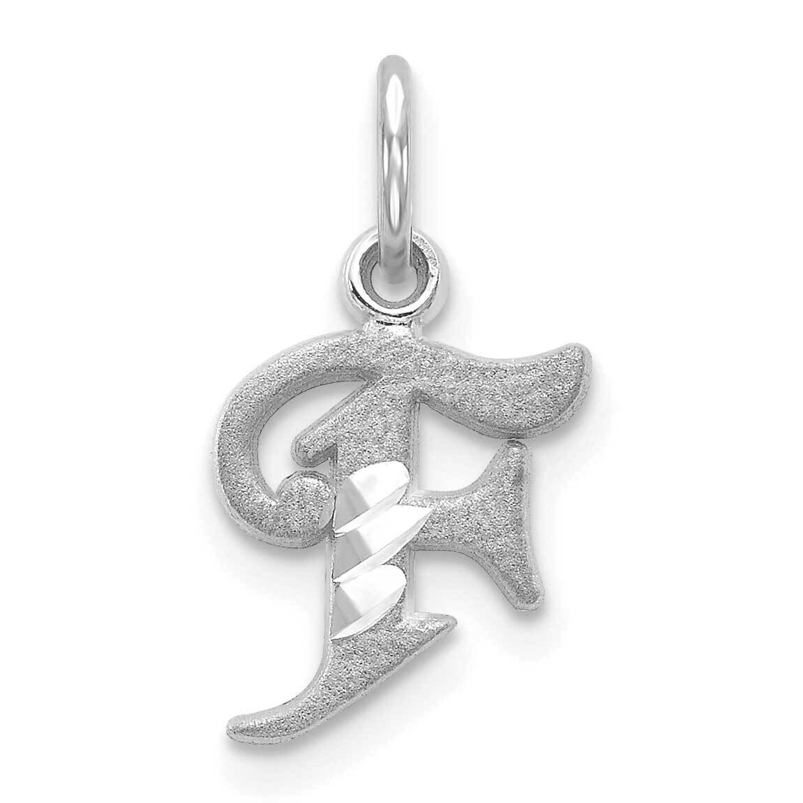 Initial F Charm 10k White Gold Diamond-cut 10WCH139-F