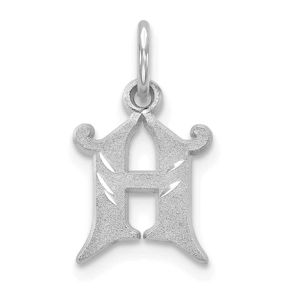 Initial H Charm 10k White Gold Diamond-cut 10WCH139-H, MPN: 10WCH139-H,