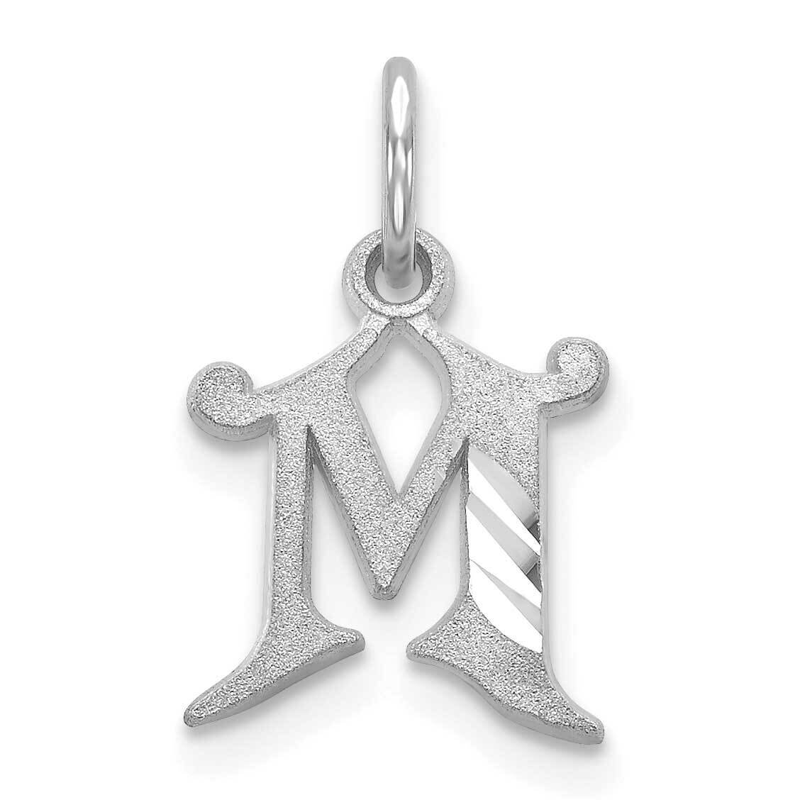 Initial M Charm 10k White Gold Diamond-cut 10WCH139-M, MPN: 10WCH139-M,