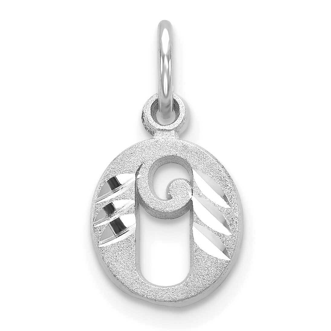 Initial O Charm 10k White Gold Diamond-cut 10WCH139-O, MPN: 10WCH139-O,