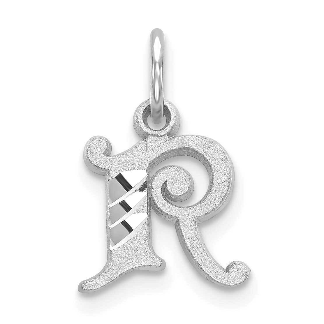 Initial R Charm 10k White Gold Diamond-cut 10WCH139-R, MPN: 10WCH139-R,