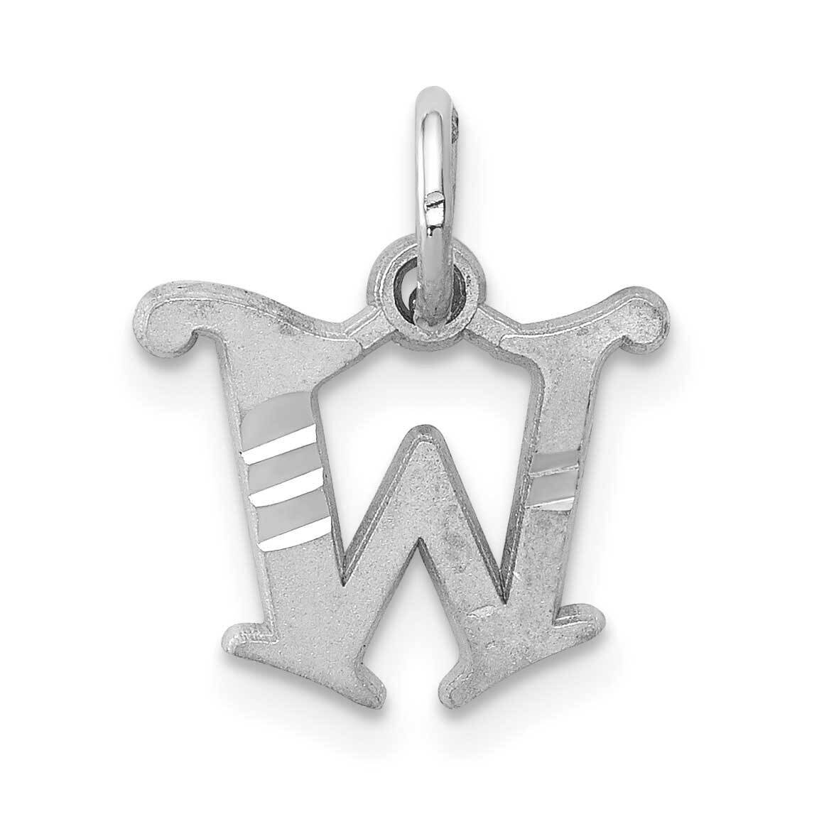 Initial W Charm 10k White Gold Diamond-cut 10WCH139-W