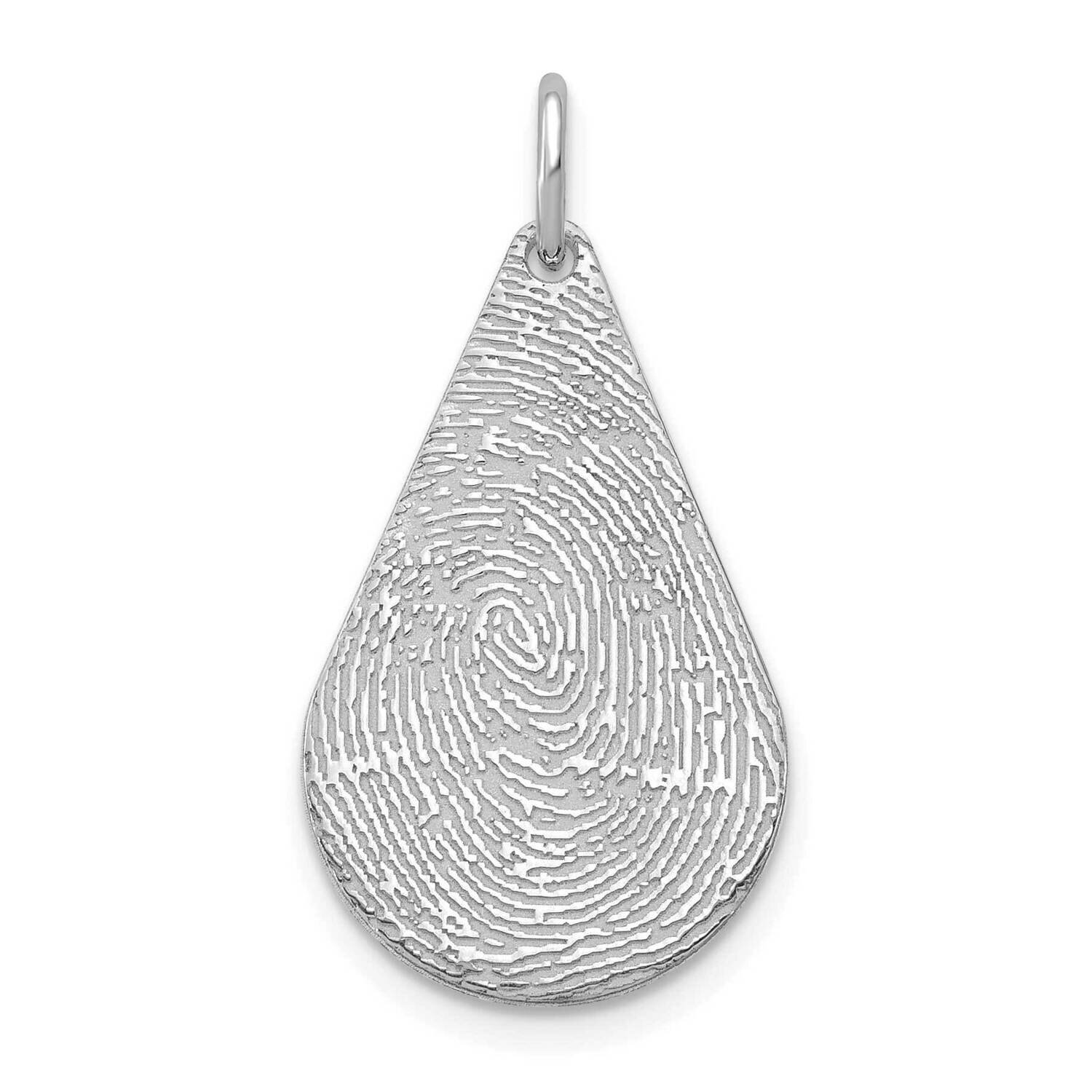 Tear Drop Fingerprint Charm 10k White Gold 10XNA1067W