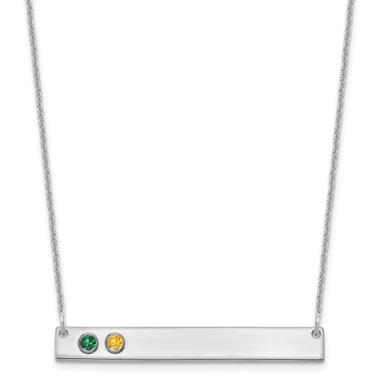 2 Birthstone with 18k Gold Bezel Large Bar Necklace 10k White Gold 10XNA1085/2W, MPN: 10XNA1085/2W,