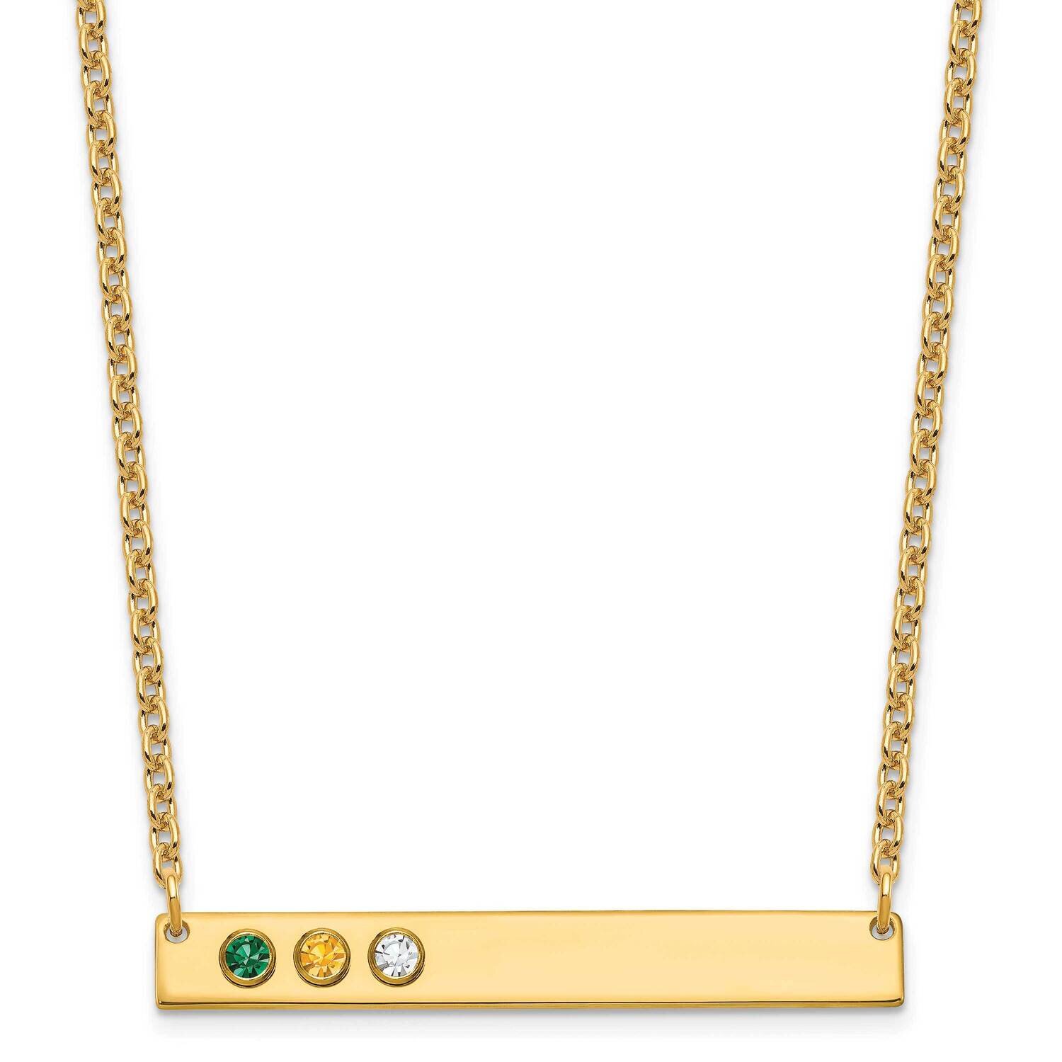 3 Birthstone with 18k Gold Bezel Large Bar Necklace 10k Gold 10XNA1085/3Y, MPN: 10XNA1085/3Y,