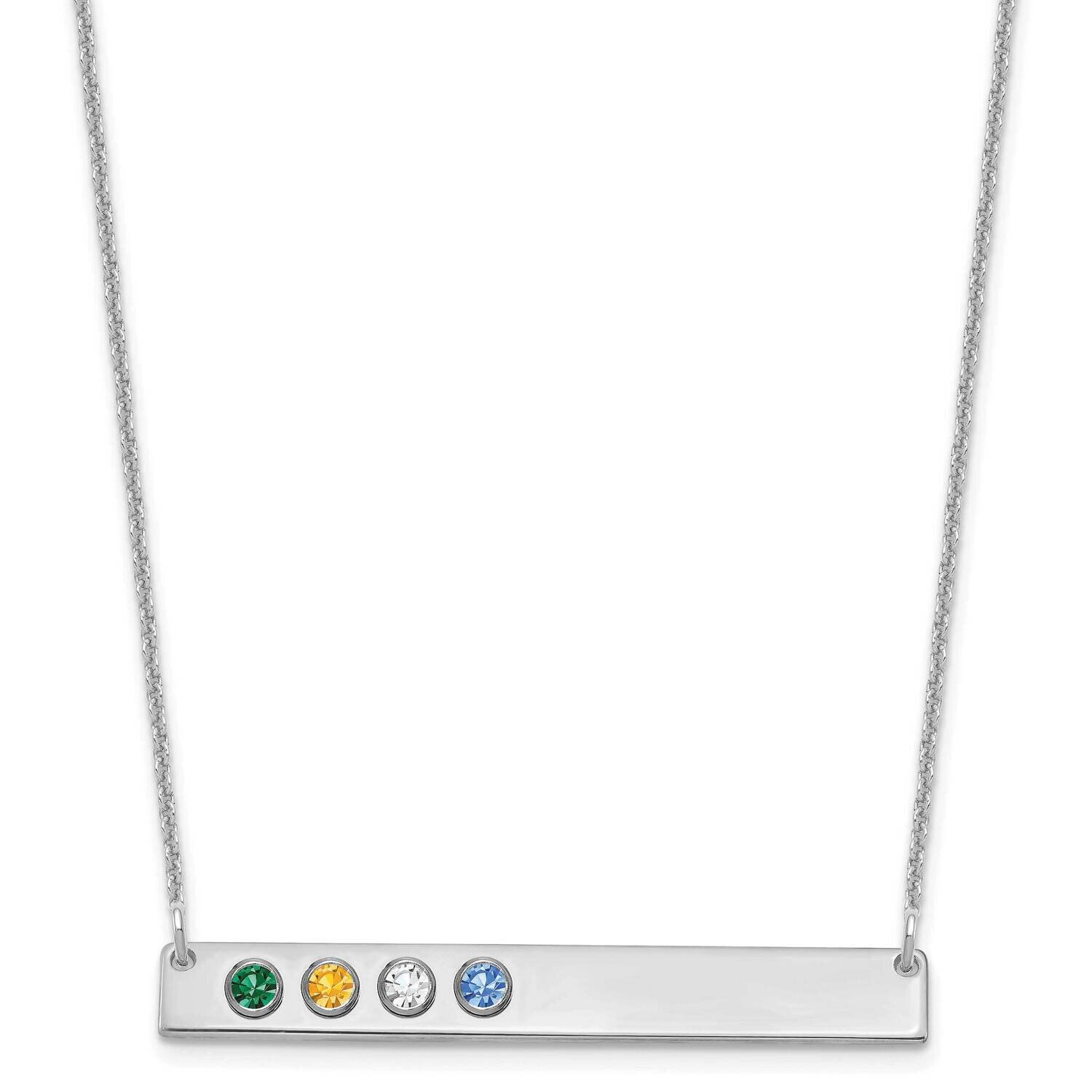 4 Birthstone with 18k Gold Bezel Large Bar Necklace 10k White Gold 10XNA1085/4W, MPN: 10XNA1085/4W,