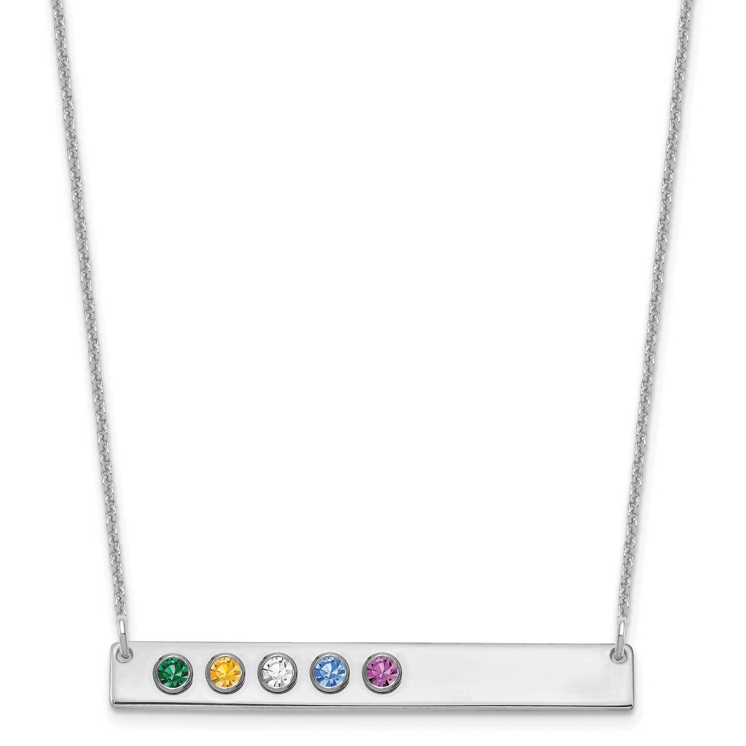 5 Birthstone with 18k Gold Bezel Large Bar Necklace 10k White Gold 10XNA1085/5W