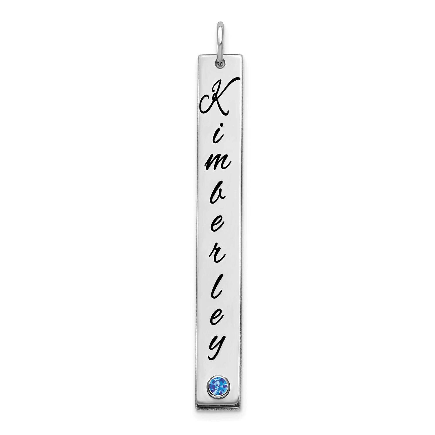 Large Personalized Vertical Bar with 18k Gold Bezel Birthstone Charm 10k White Gold 10XNA1096W, MPN…