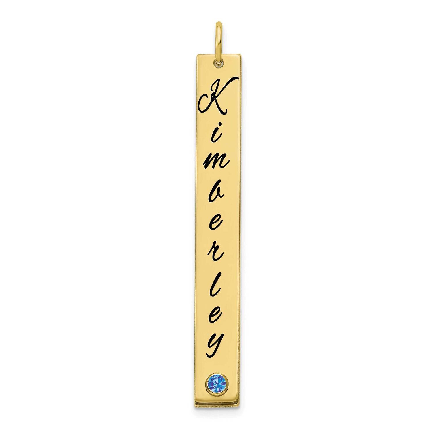 Personalized Vertical Bar with 18k Gold Bezel Birthstone Charm 10k Gold Large 10XNA1096Y