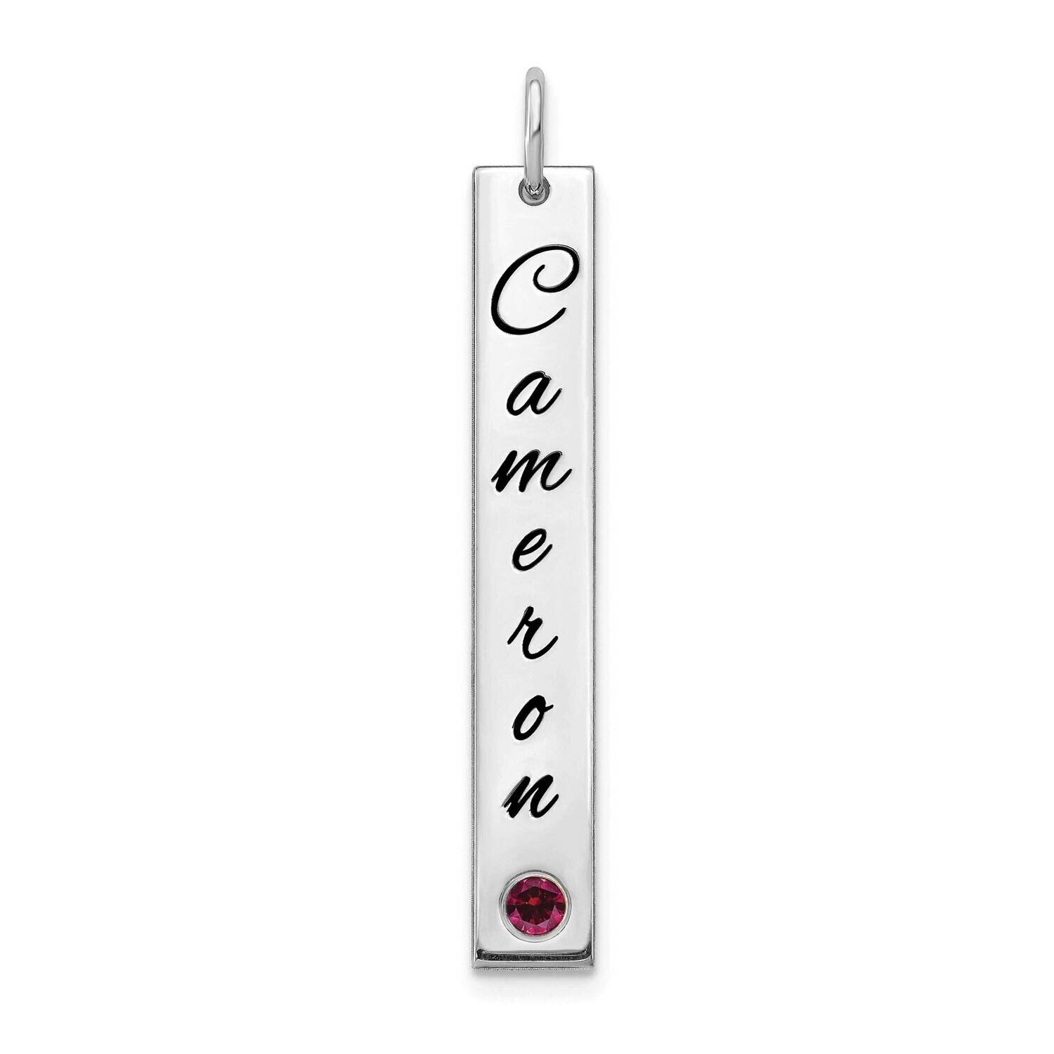 Personalized Vertical Bar with 18k Gold Bezel Birthstone Charm 10k White Gold 10XNA1097W