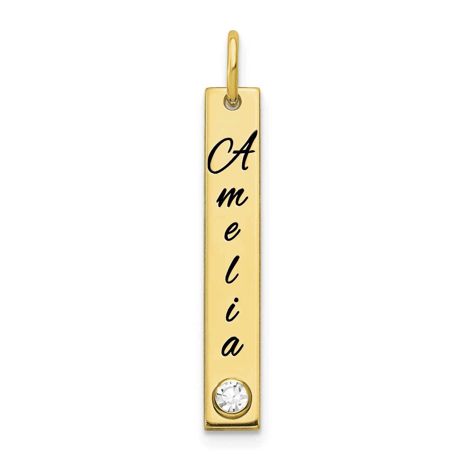 Personalized Vertical Bar with 18k Gold Bezel Birthstone Charm 10k Gold Small 10XNA1098Y, MPN: 10XN…