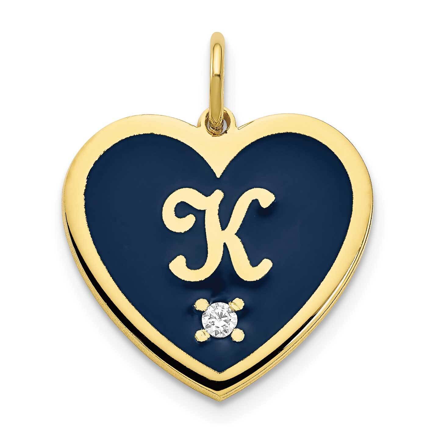 Monogram Initial Epoxied Heart with Diamond Charm 10k Gold 10XNA1165Y