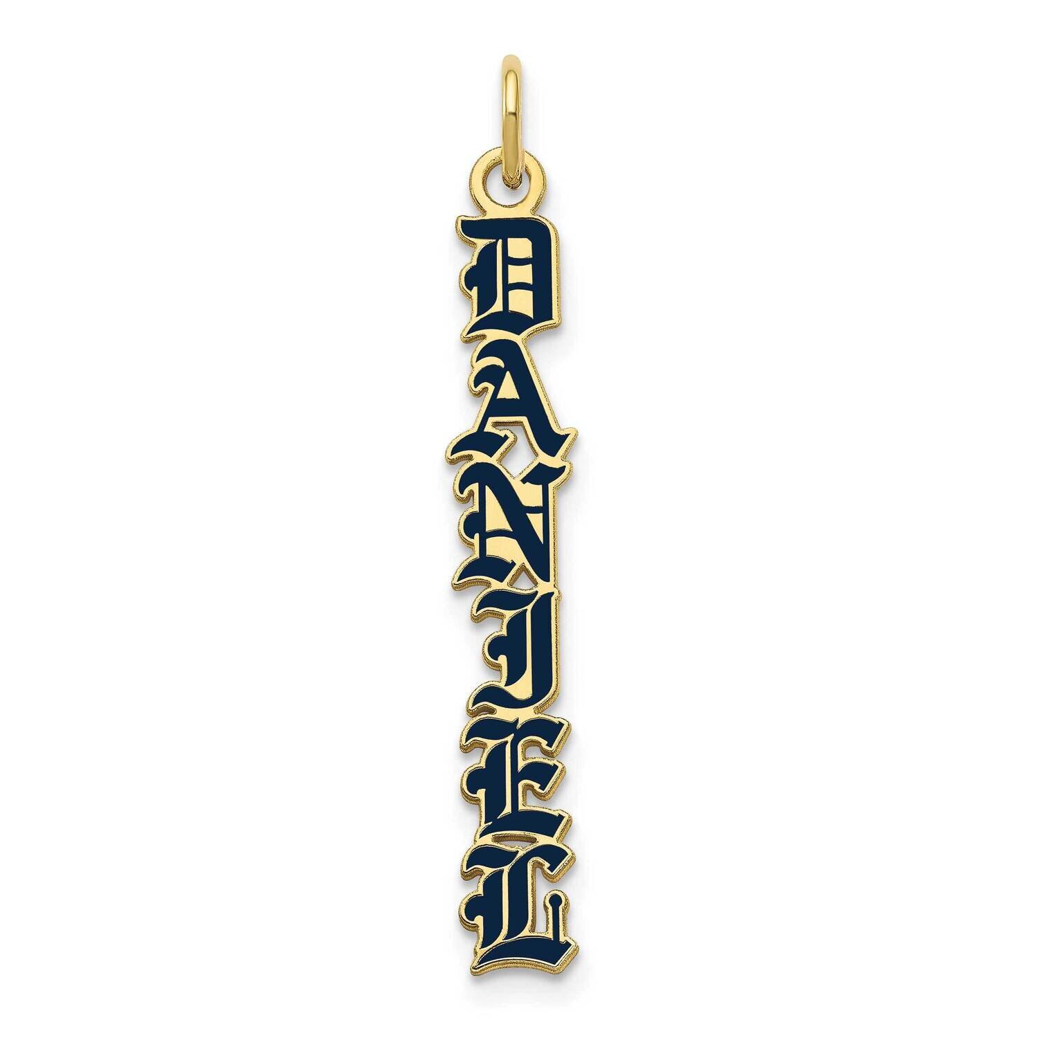 English Towne Font Vertical Name Plate with Epoxy Charm 10k Gold 10XNA1173Y