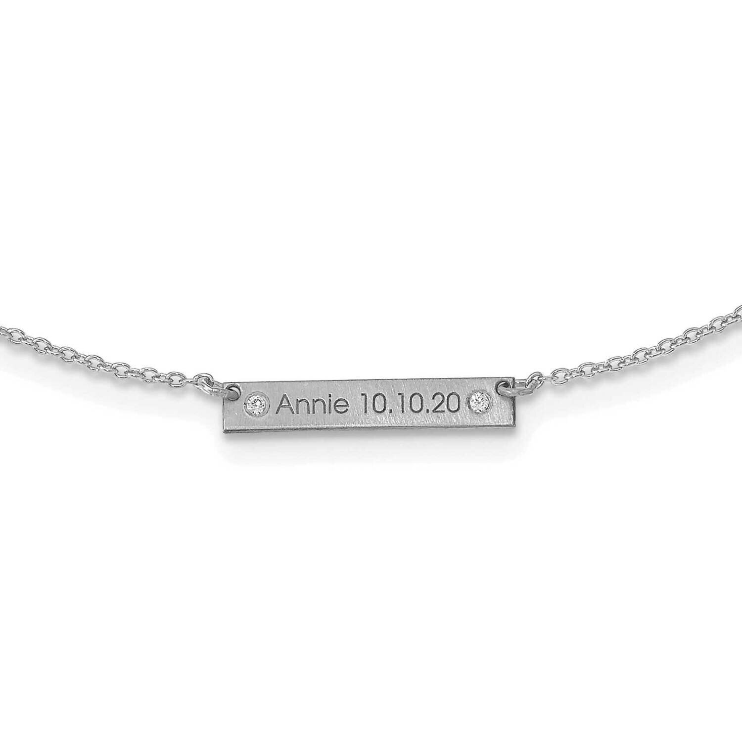 Brushed 1 Station with Diamond Necklace 10k White Gold 10XNA1177/1W, MPN: 10XNA1177/1W,