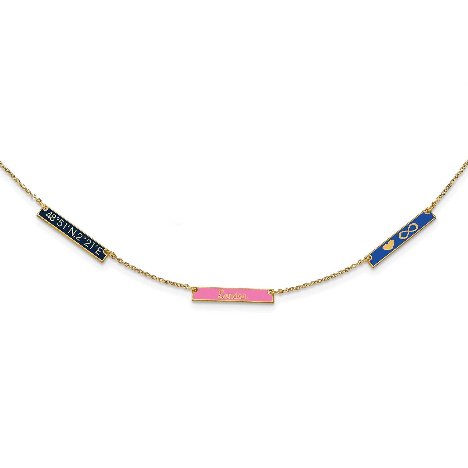 Epoxied 3 Station Necklace 10k Gold Brushed 10XNA1179/3Y, MPN: 10XNA1179/3Y,