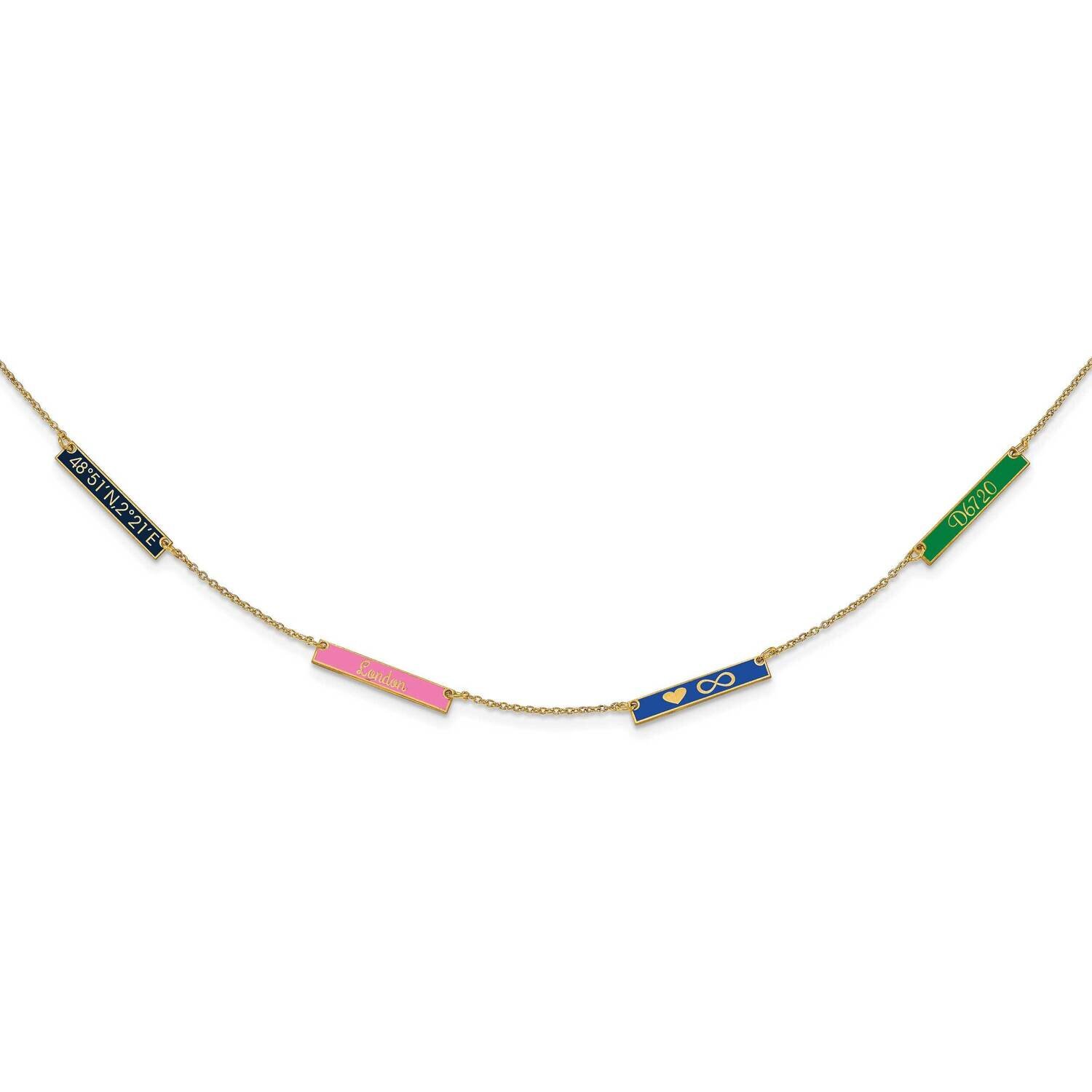 Epoxied 4 Station Necklace 10k Gold Brushed 10XNA1179/4Y, MPN: 10XNA1179/4Y,