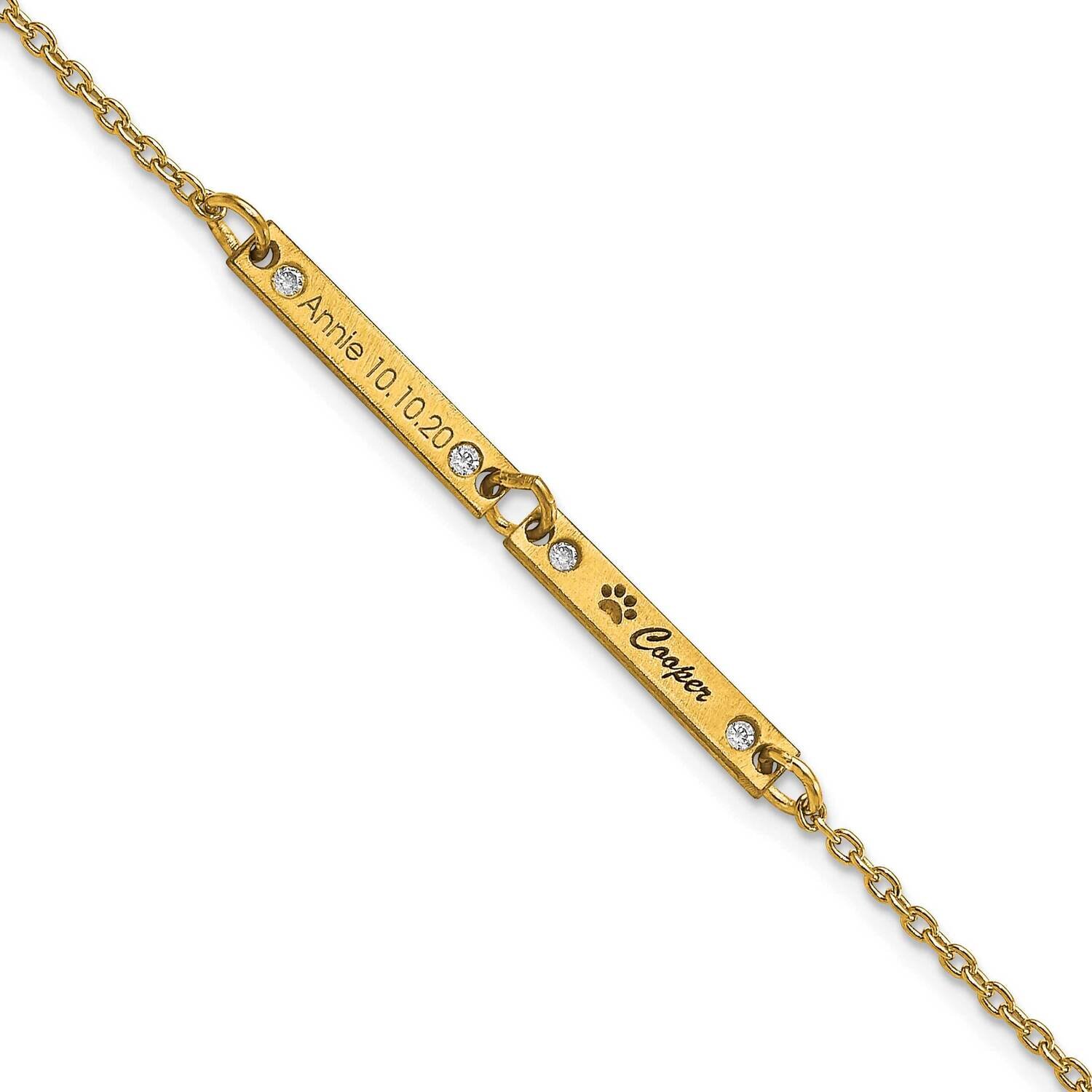 Brushed 2 Station Diamond Bracelet 7 Inch 10k Gold 10XNA1181/2Y, MPN: 10XNA1181/2Y,