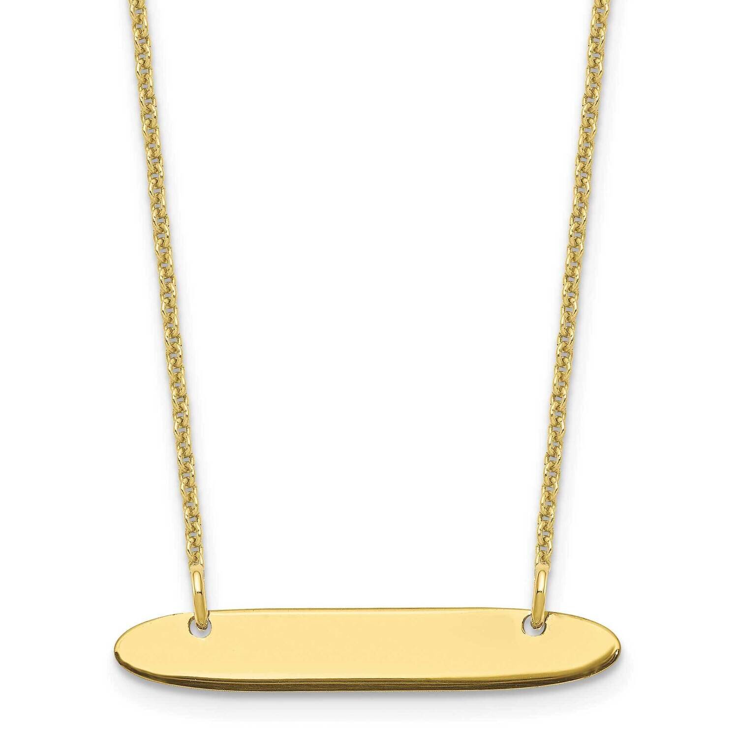 Polished Oblong Blank Bar Necklace 10k Gold Small 10XNA1199Y