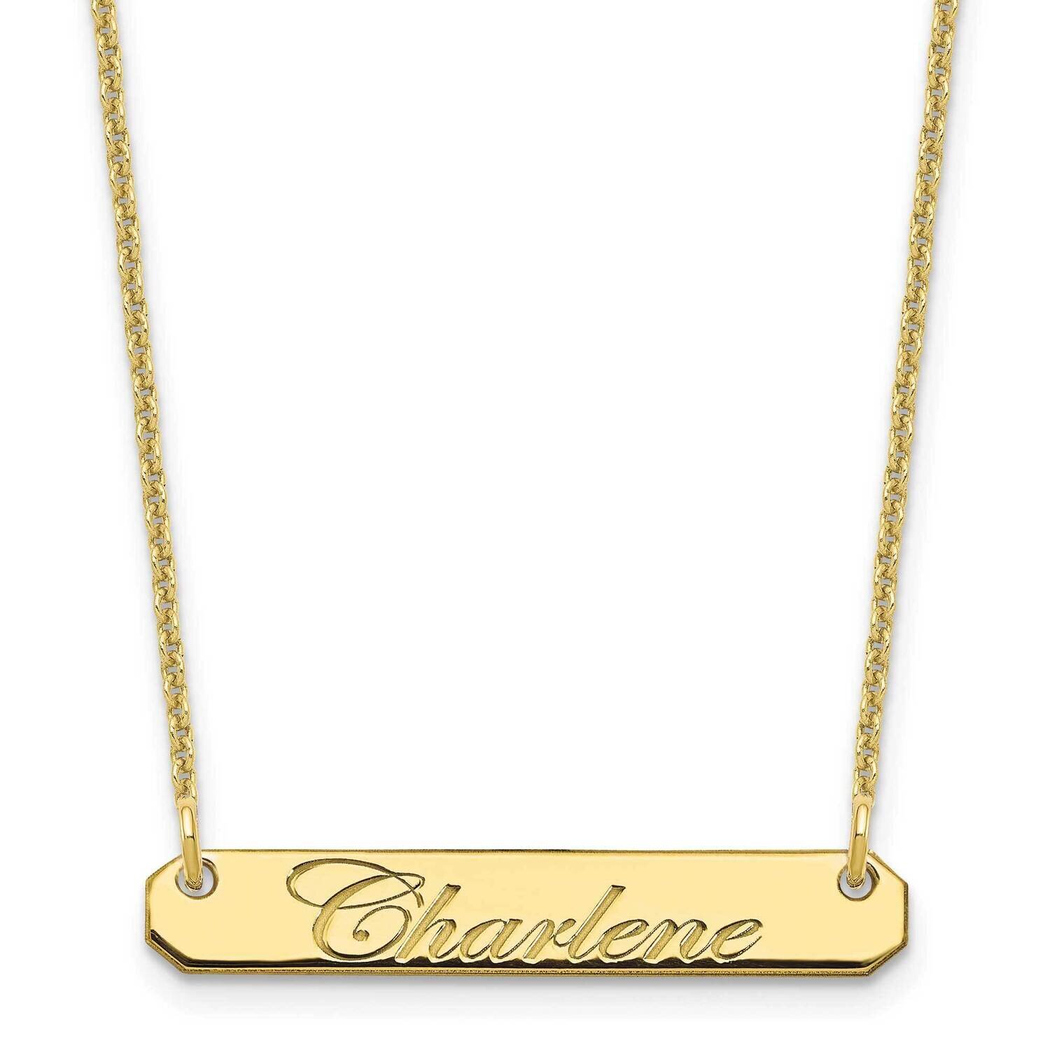 Polished Edwardian Script Bar Necklace 10k Gold Small 10XNA1215Y, MPN: 10XNA1215Y, 196904159002
