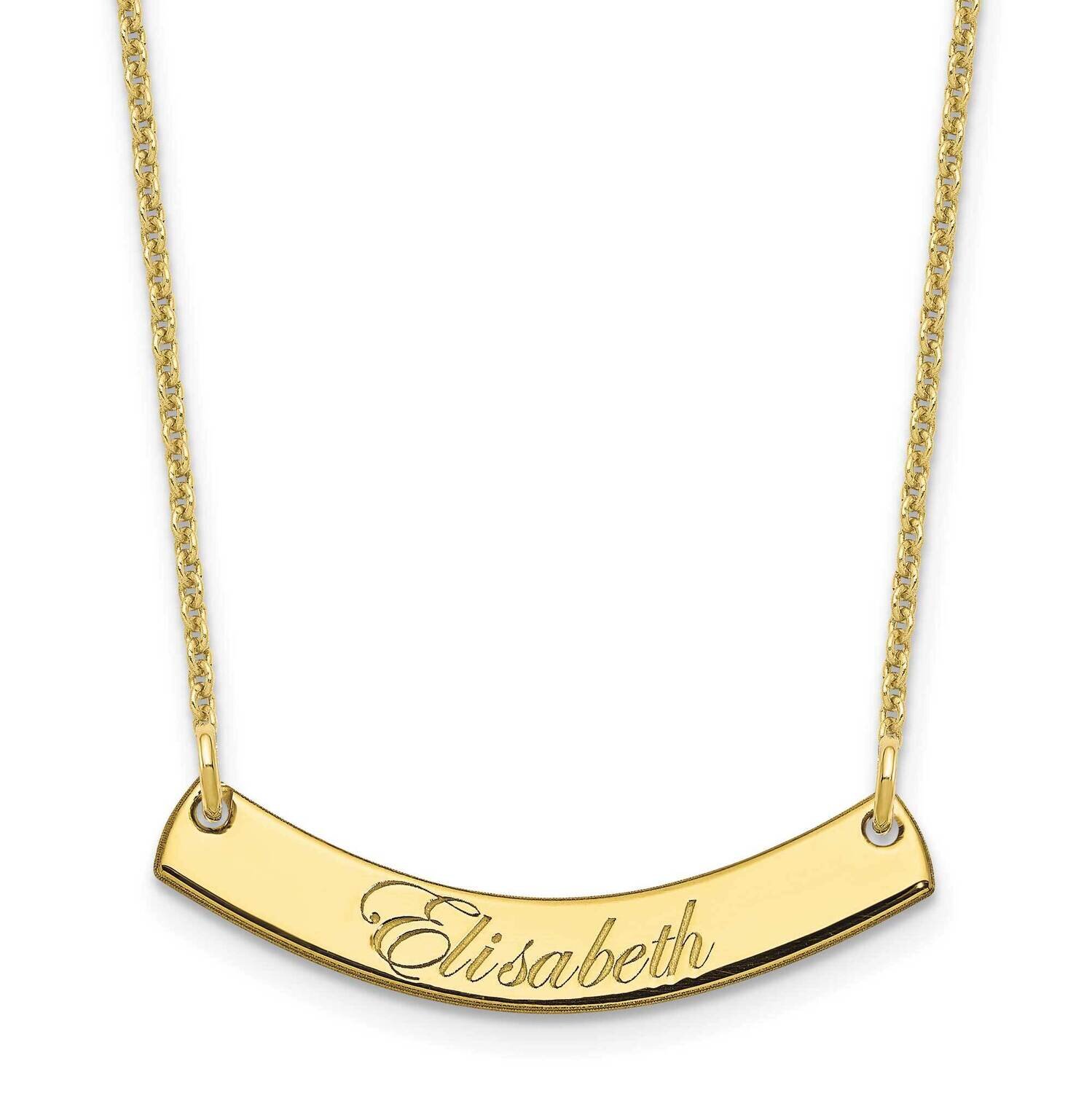 Polished Curved Edwardian Script Bar Necklace 10k Gold Small 10XNA1217Y, MPN: 10XNA1217Y, 196904158…