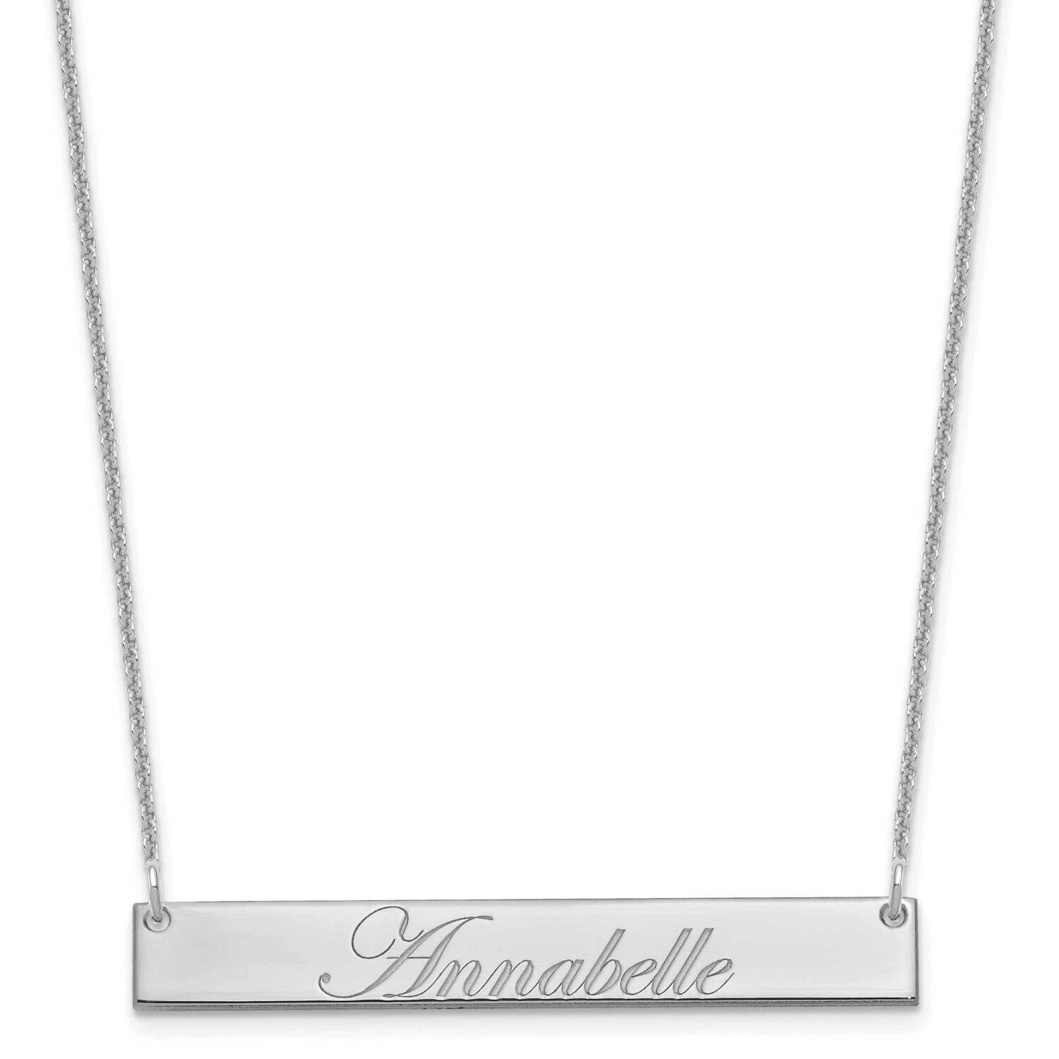 Polished Edwardian Script Bar Necklace 10k White Gold Medium 10XNA1219W, MPN: 10XNA1219W,