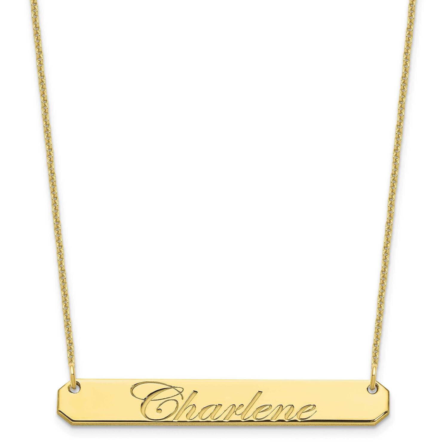 Polished Edwardian Script Bar Necklace 10k Gold Medium 10XNA1220Y, MPN: 10XNA1220Y, 196904158951