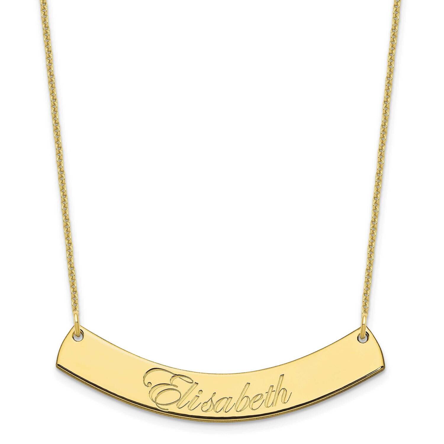 Polished Curved Edwardian Script Bar Necklace 10k Gold Medium 10XNA1222Y, MPN: 10XNA1222Y, 19690415…