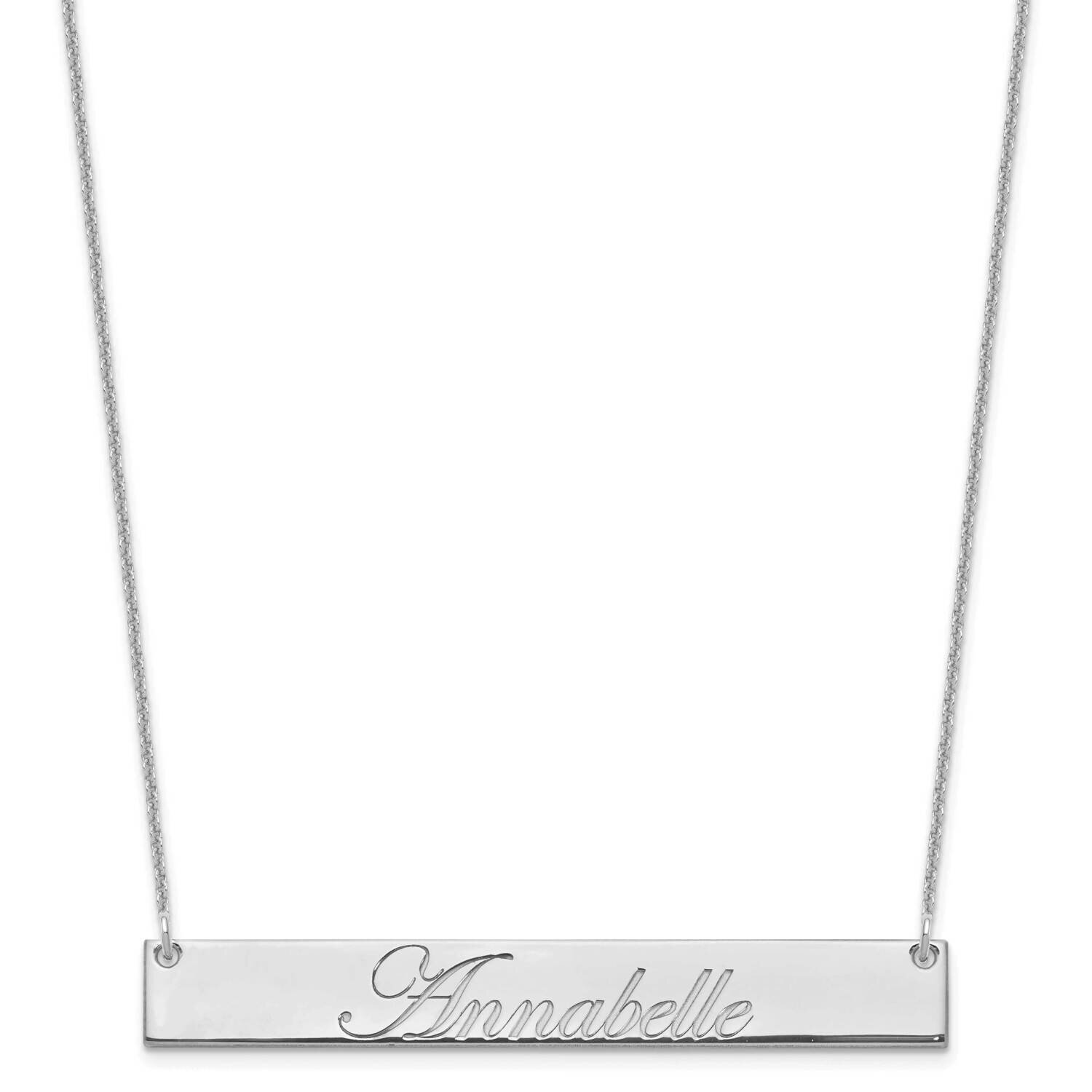 Polished Edwardian Script Bar Necklace 10k White Gold Large 10XNA1224W, MPN: 10XNA1224W,