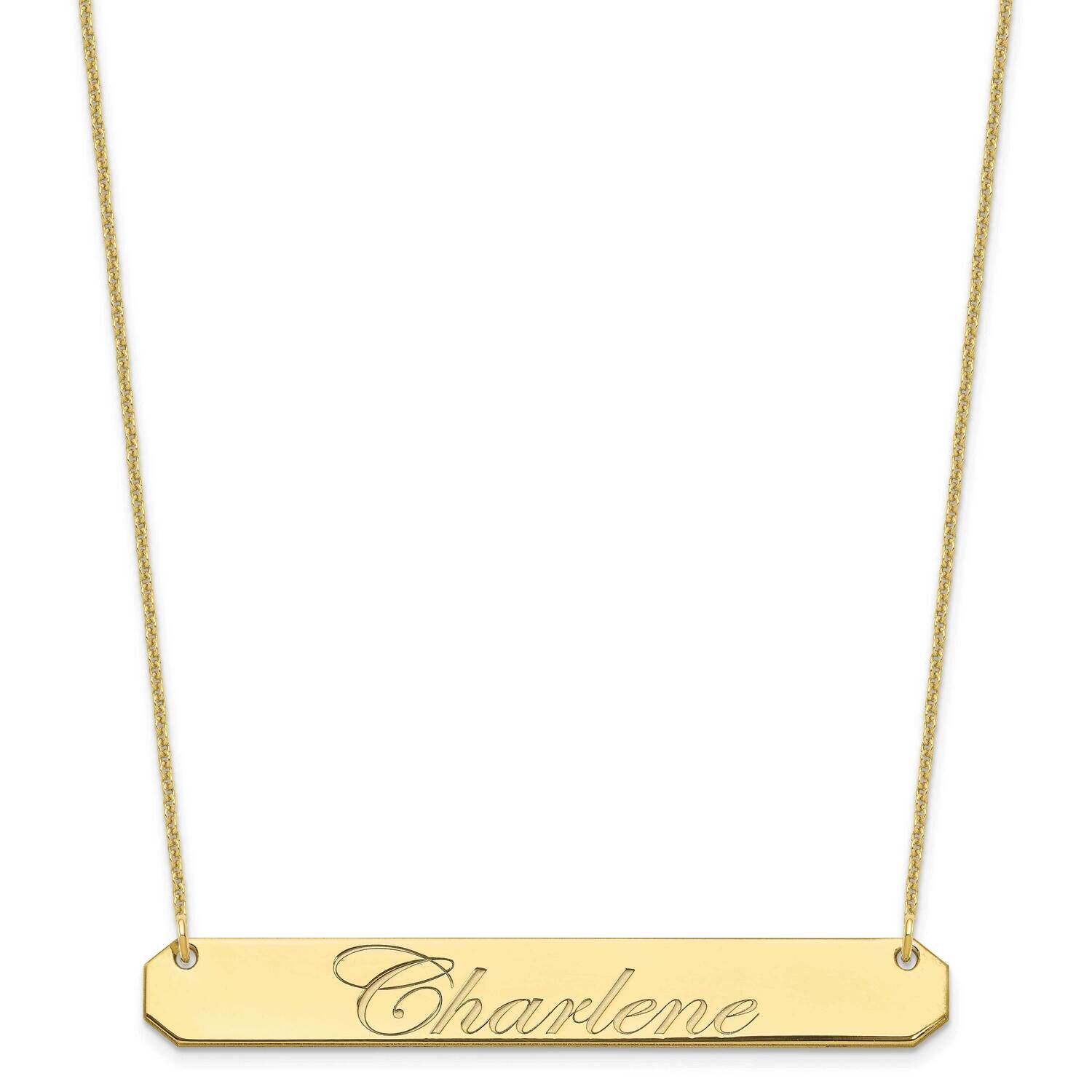 Polished Edwardian Script Bar Necklace 10k Gold Large 10XNA1225Y, MPN: 10XNA1225Y,