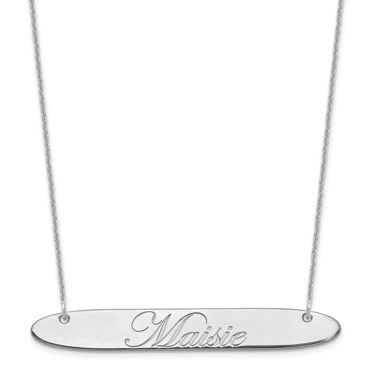 Polished Oblong Edwardian Script Bar Necklace 10k White Gold Large 10XNA1226W, MPN: 10XNA1226W,