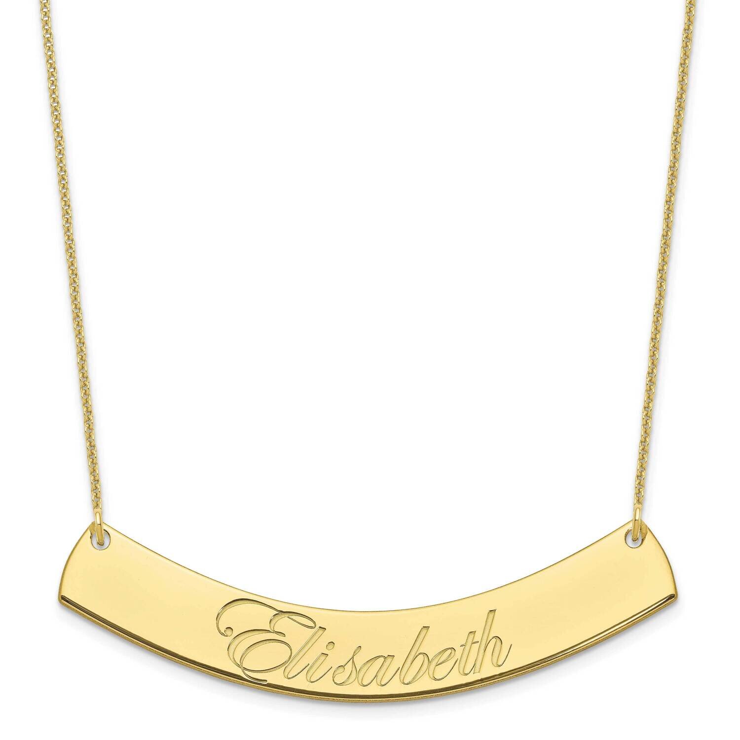 Polished Curved Edwardian Script Bar Necklace 10k Gold Large 10XNA1227Y, MPN: 10XNA1227Y,