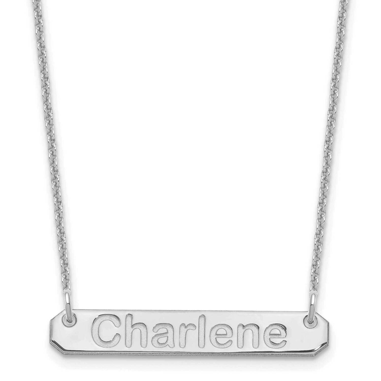 Polished Arial Rounded Bar Necklace 10k White Gold Small 10XNA1232W, MPN: 10XNA1232W,