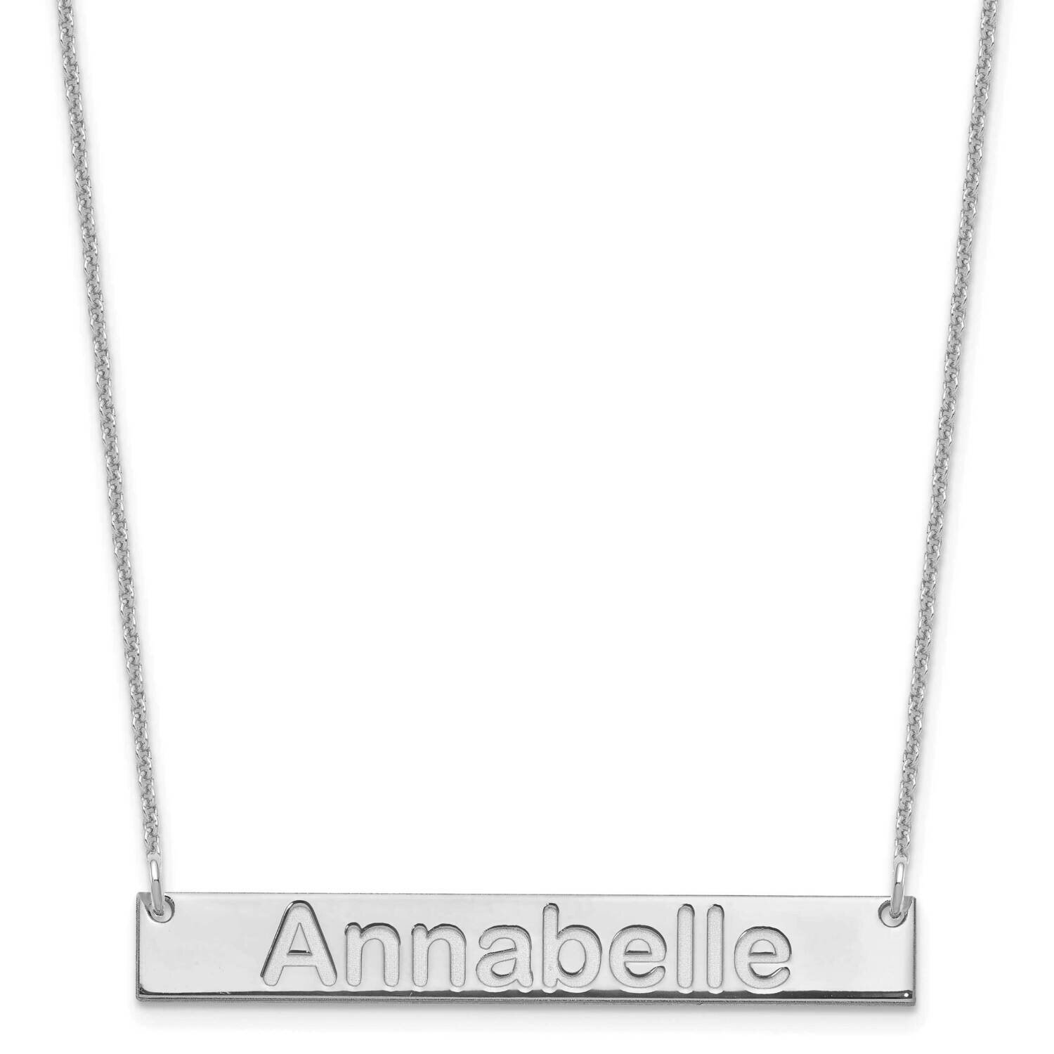 Polished Arial Rounded Bar Necklace 10k White Gold Medium 10XNA1236W, MPN: 10XNA1236W,