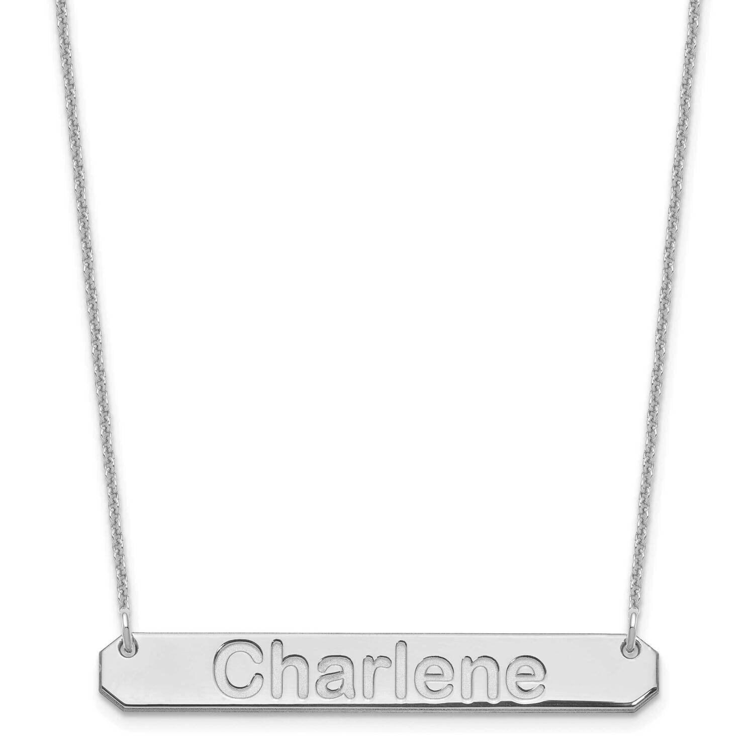 Polished Arial Rounded Bar Necklace 10k White Gold Medium 10XNA1237W, MPN: 10XNA1237W,