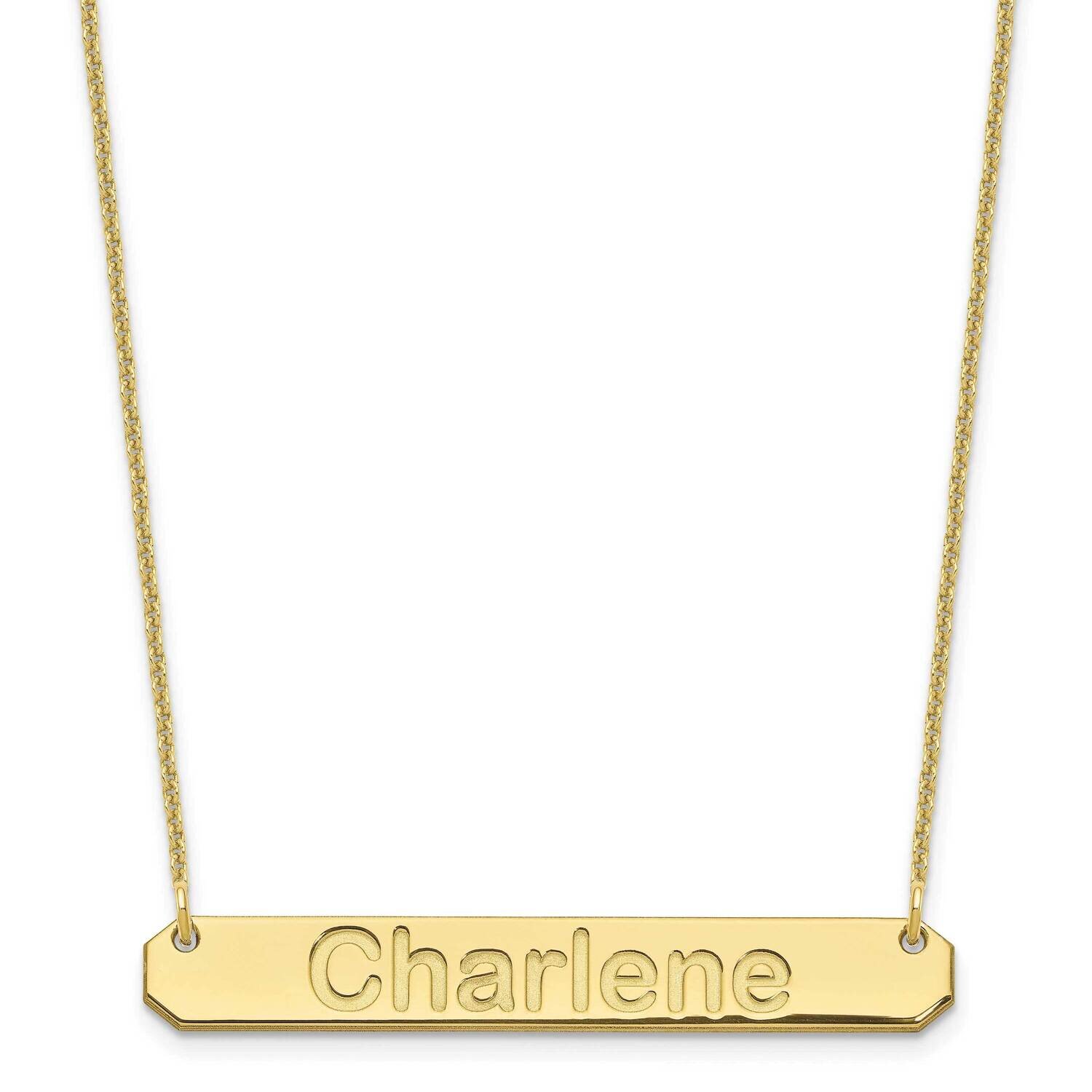 Polished Arial Rounded Bar Necklace 10k Gold Medium 10XNA1237Y, MPN: 10XNA1237Y, 196904158852