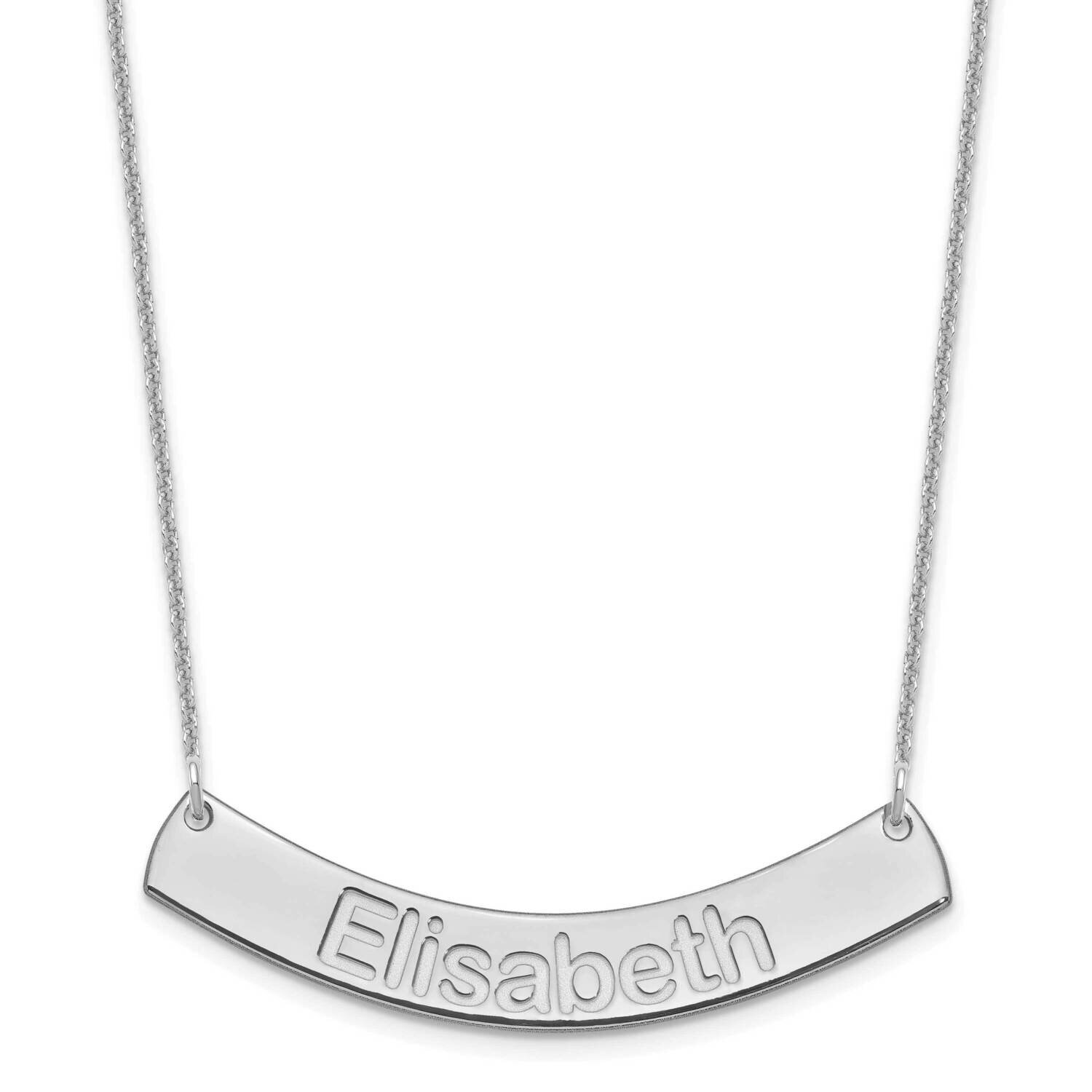 Polished Curved Arial Rounded Bar Necklace 10k White Gold Medium 10XNA1239W, MPN: 10XNA1239W,