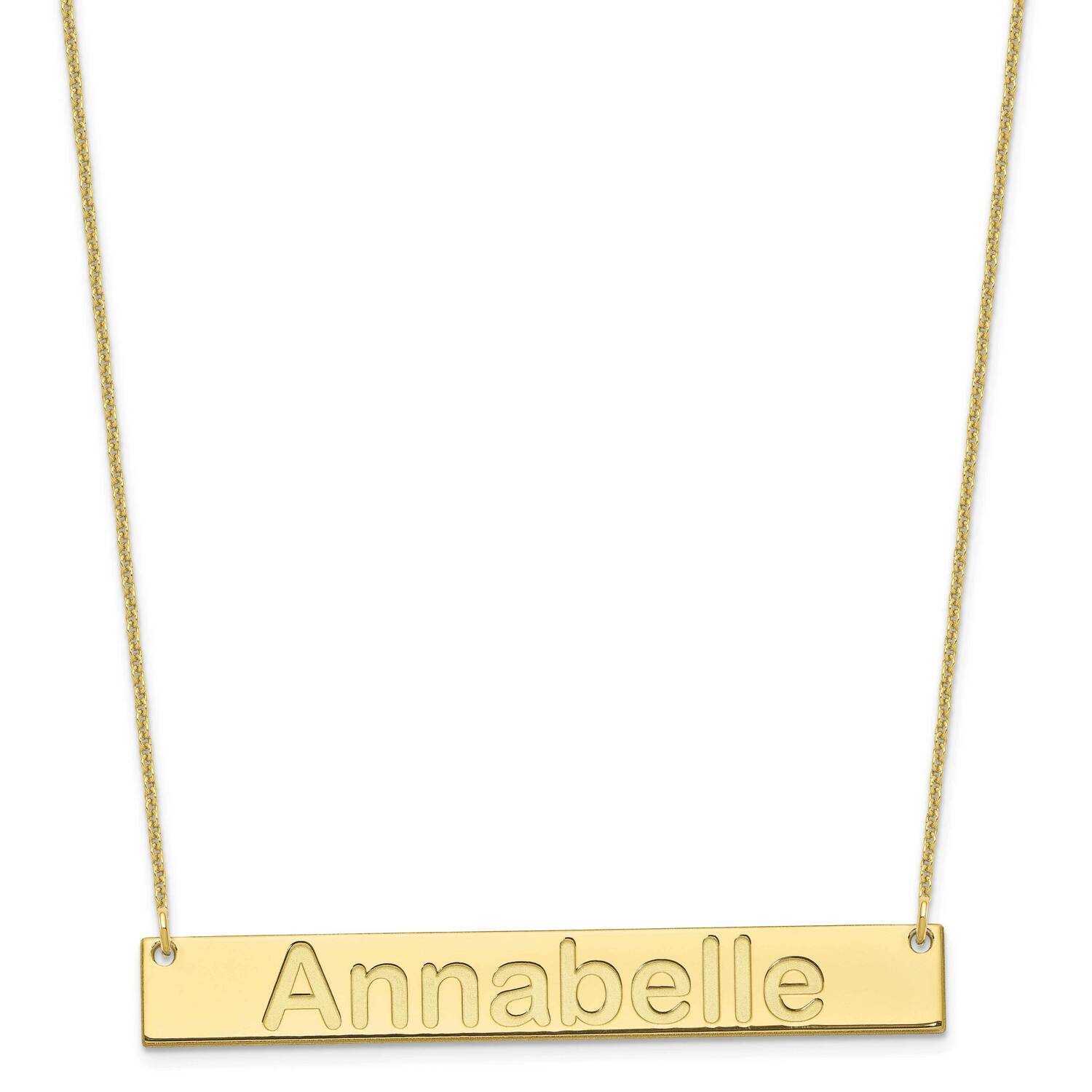Polished Arial Rounded Bar Necklace 10k Gold Large 10XNA1241Y