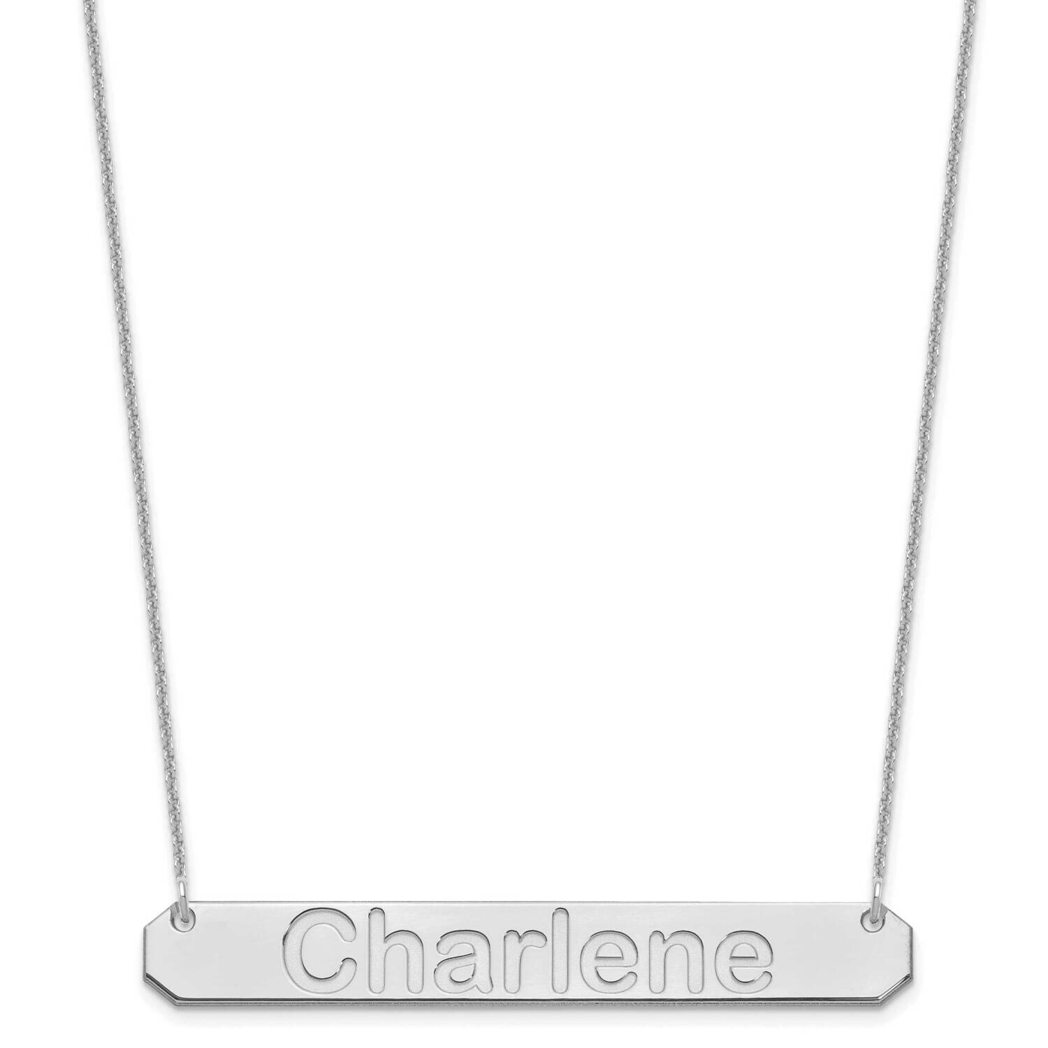 Polished Arial Rounded Bar Necklace 10k White Gold Large 10XNA1242W, MPN: 10XNA1242W,