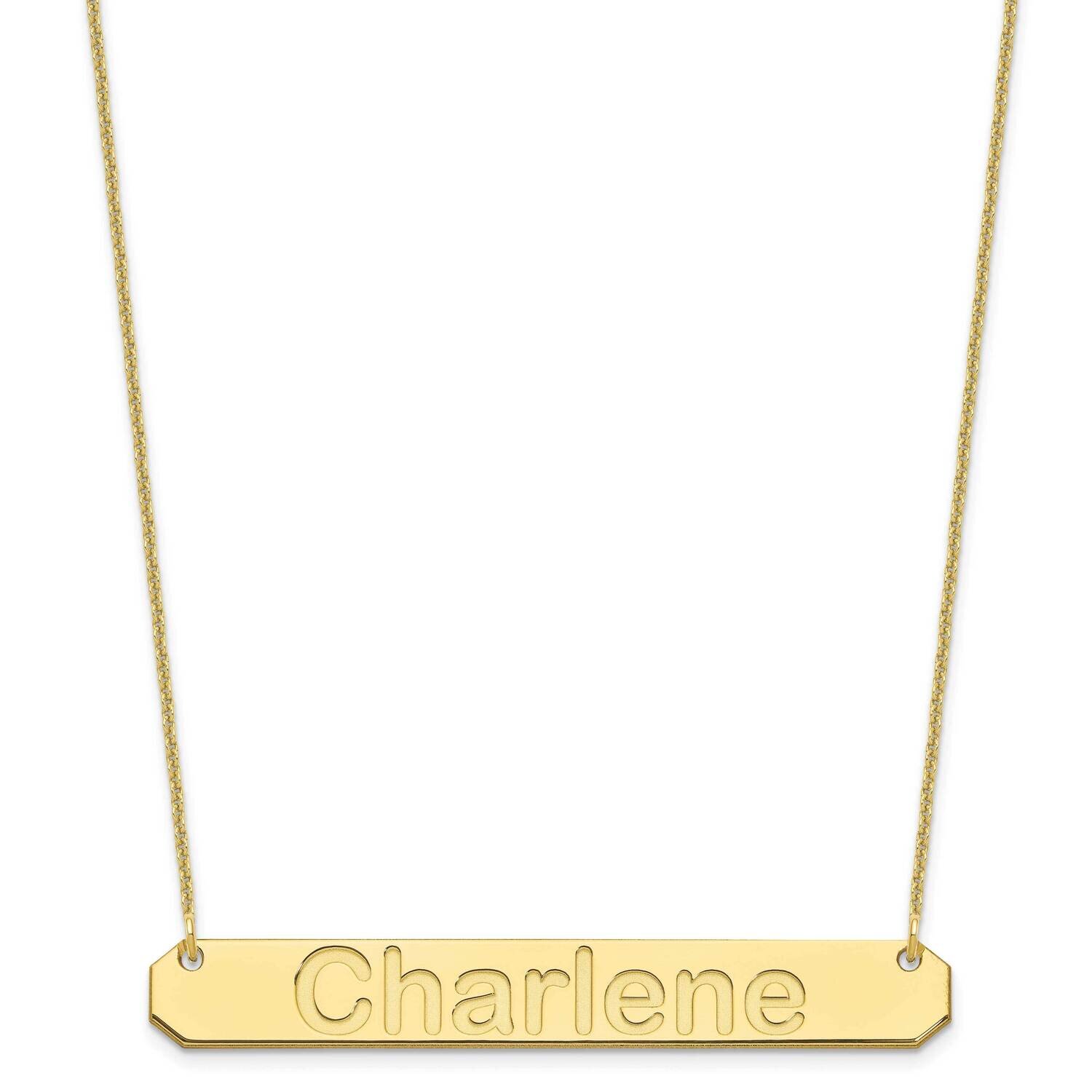 Polished Arial Rounded Bar Necklace 10k Gold Large 10XNA1242Y, MPN: 10XNA1242Y,