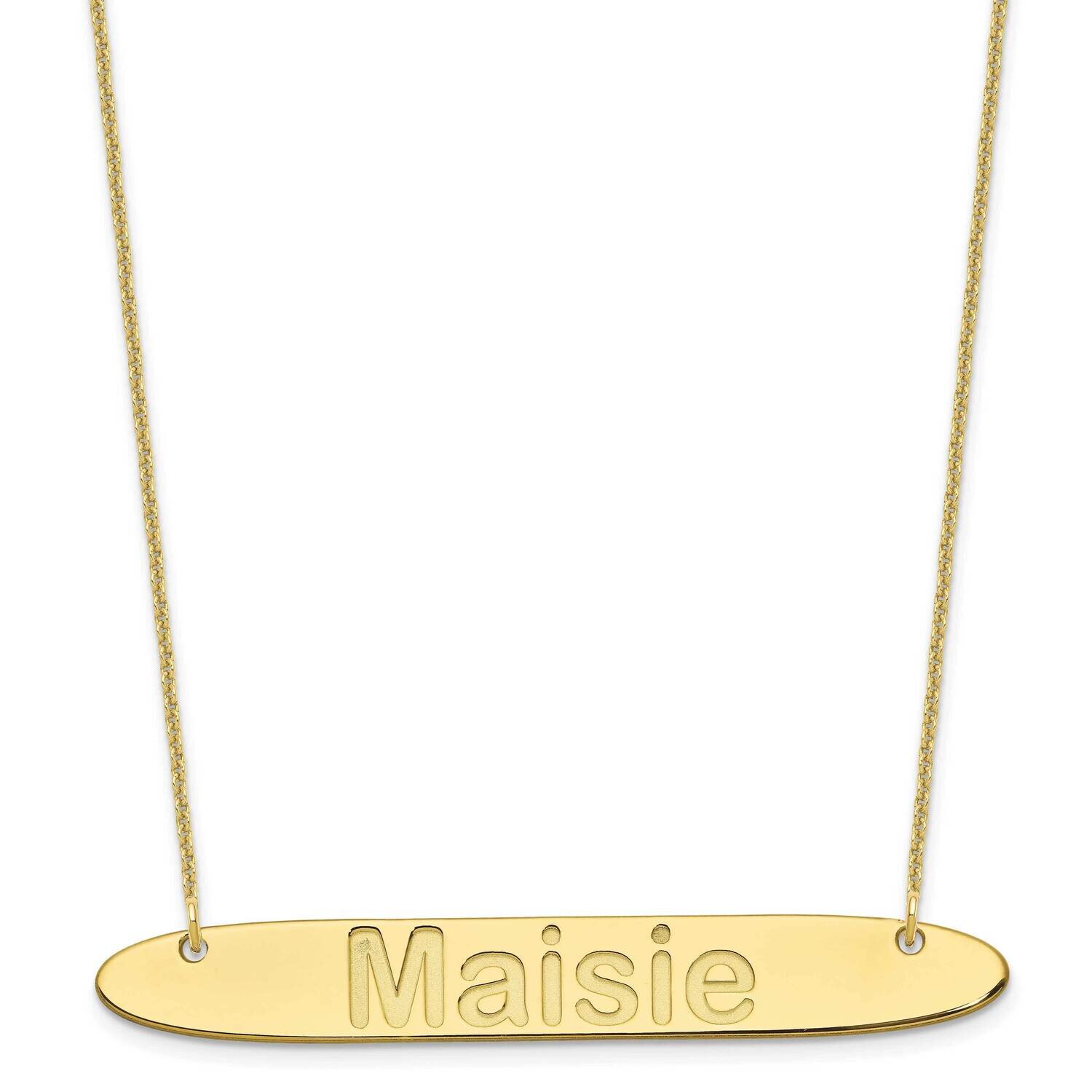 Polished Oblong Arial Rounded Bar Necklace 10k Gold Large 10XNA1243Y, MPN: 10XNA1243Y,