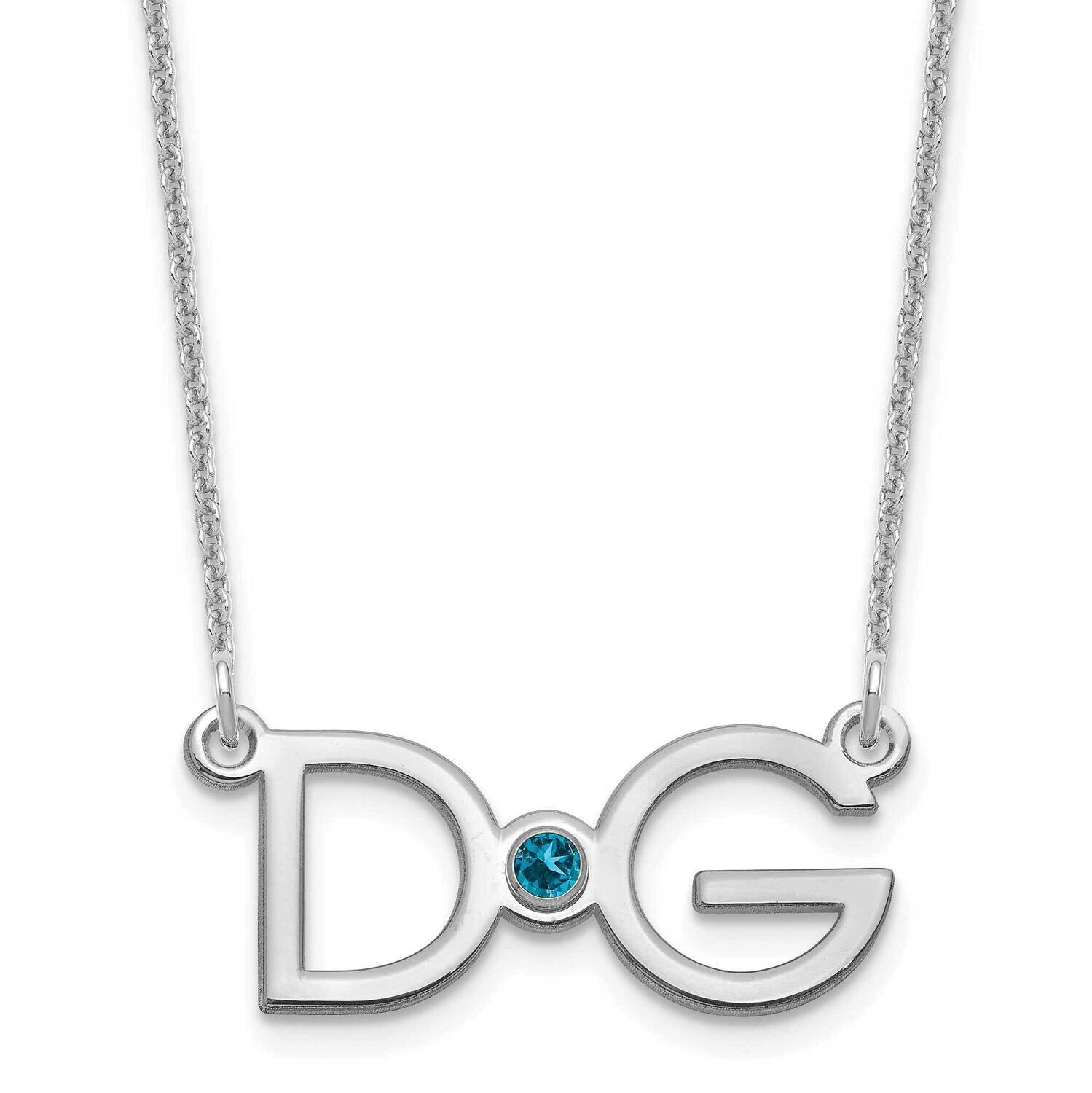 2 Initial with 18k Gold Bezel Birthstone Necklace 10k White Gold Large 10XNA1252W, MPN: 10XNA1252W,