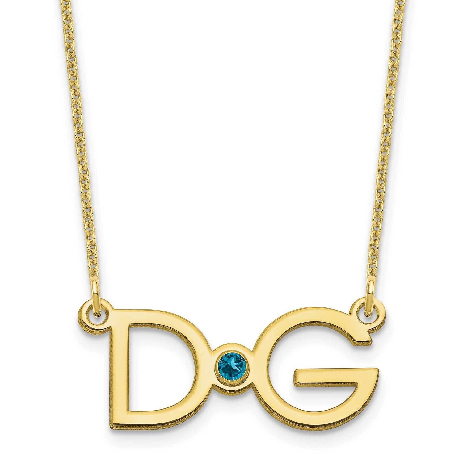 2 Initial with 18k Gold Bezel Birthstone Necklace 10k Gold Large 10XNA1252Y, MPN: 10XNA1252Y, 19690…