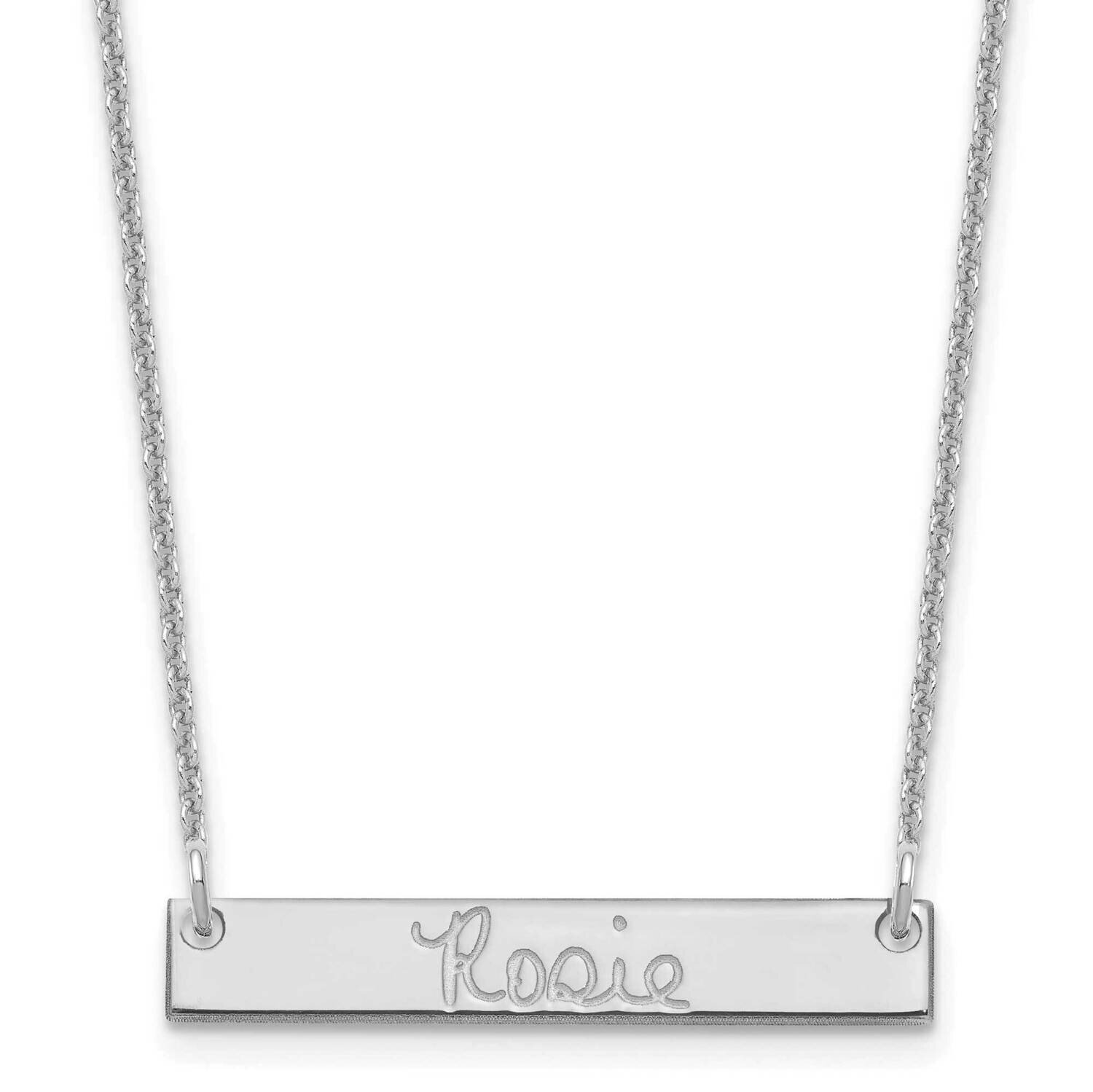 Polished Signature Bar Necklace 10k White Gold Small 10XNA1273W
