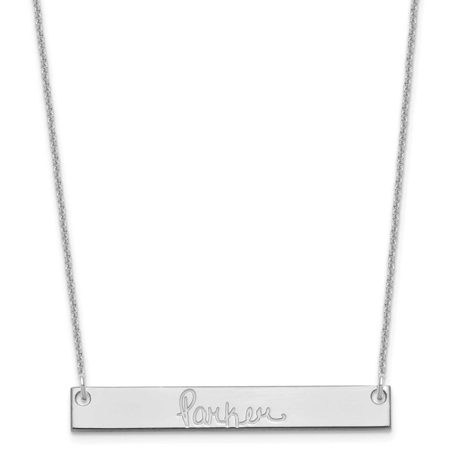 Polished Signature Bar Necklace 10k White Gold Medium 10XNA1274W