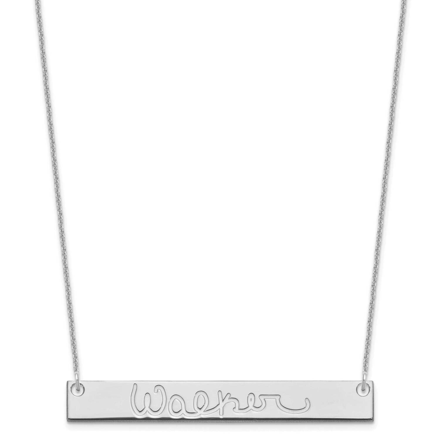 Polished Signature Bar Necklace 10k White Gold Large 10XNA1275W