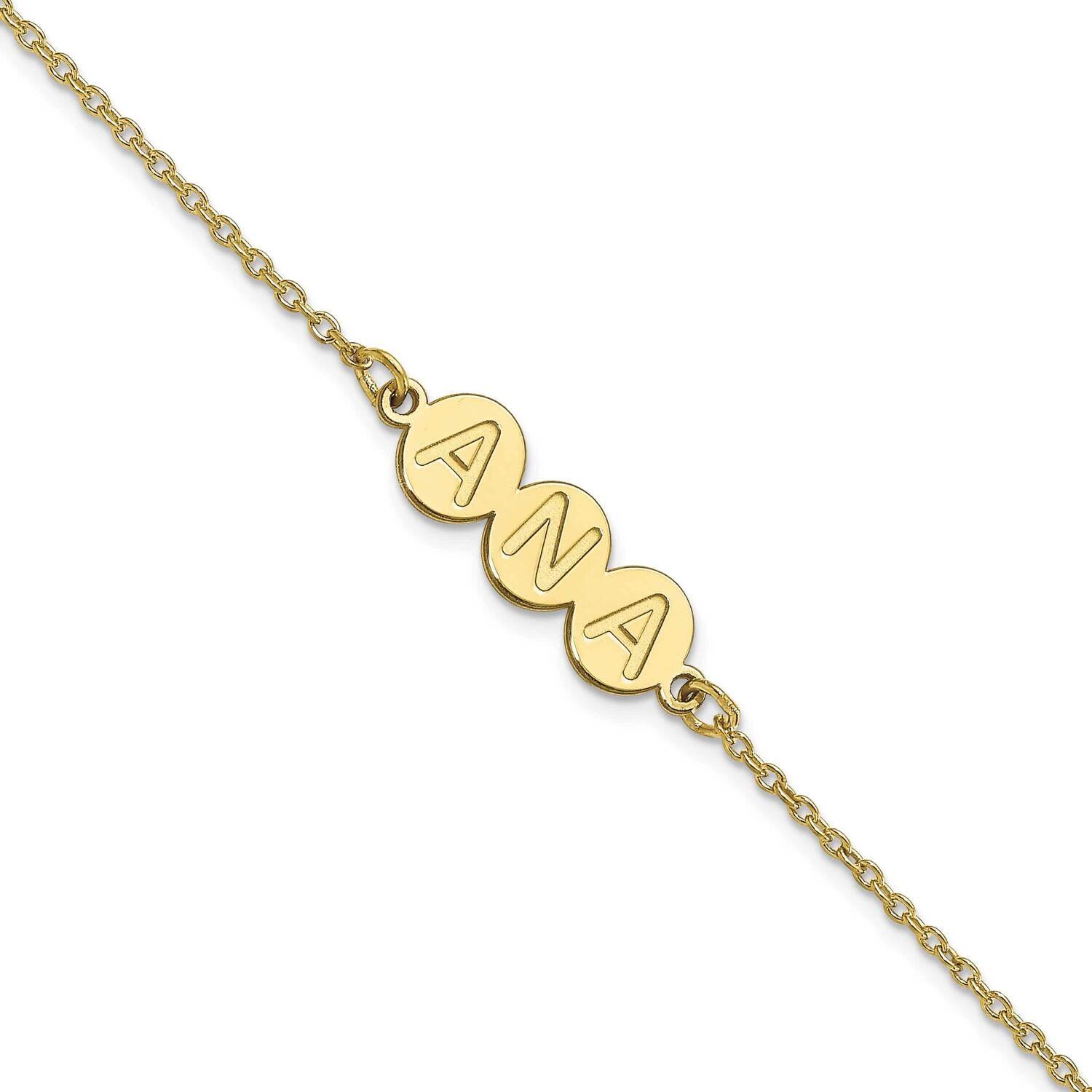 3 Letter Bubble Bracelet 7.5 Inch 10k Gold 10XNA1314Y, MPN: 10XNA1314Y, 196904159880