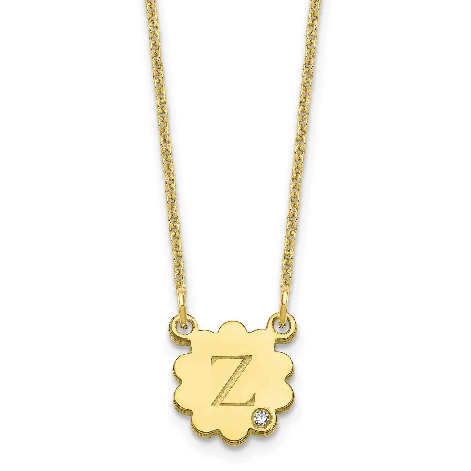 Initial Flower with Diamond Necklace 10k Gold 10XNA1381Y, MPN: 10XNA1381Y,